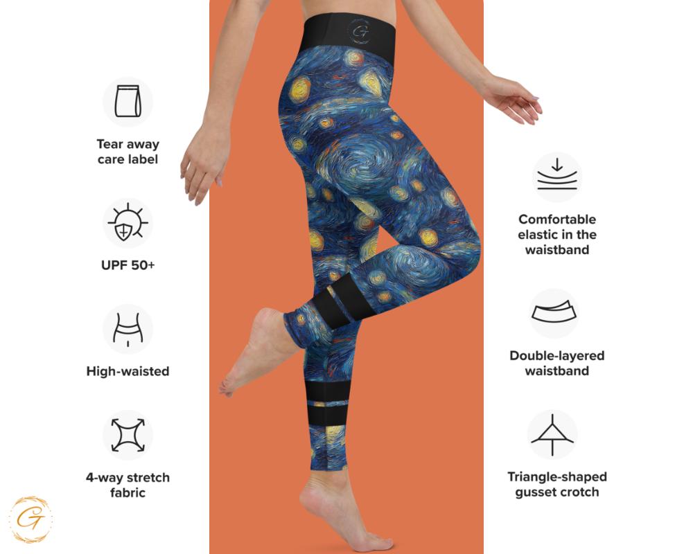 Starry Night Floral Minimalist Leggings and Shorts