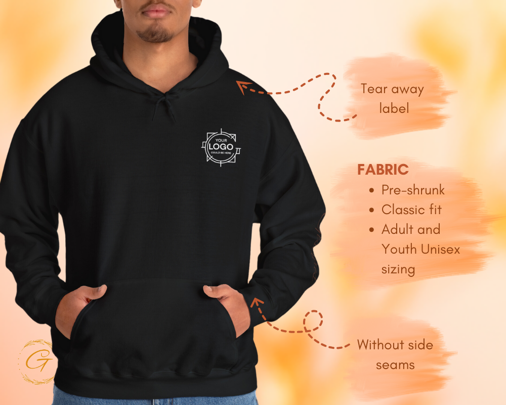Custom Hoodies with Personalized Left Chest & Wrist Logo Print