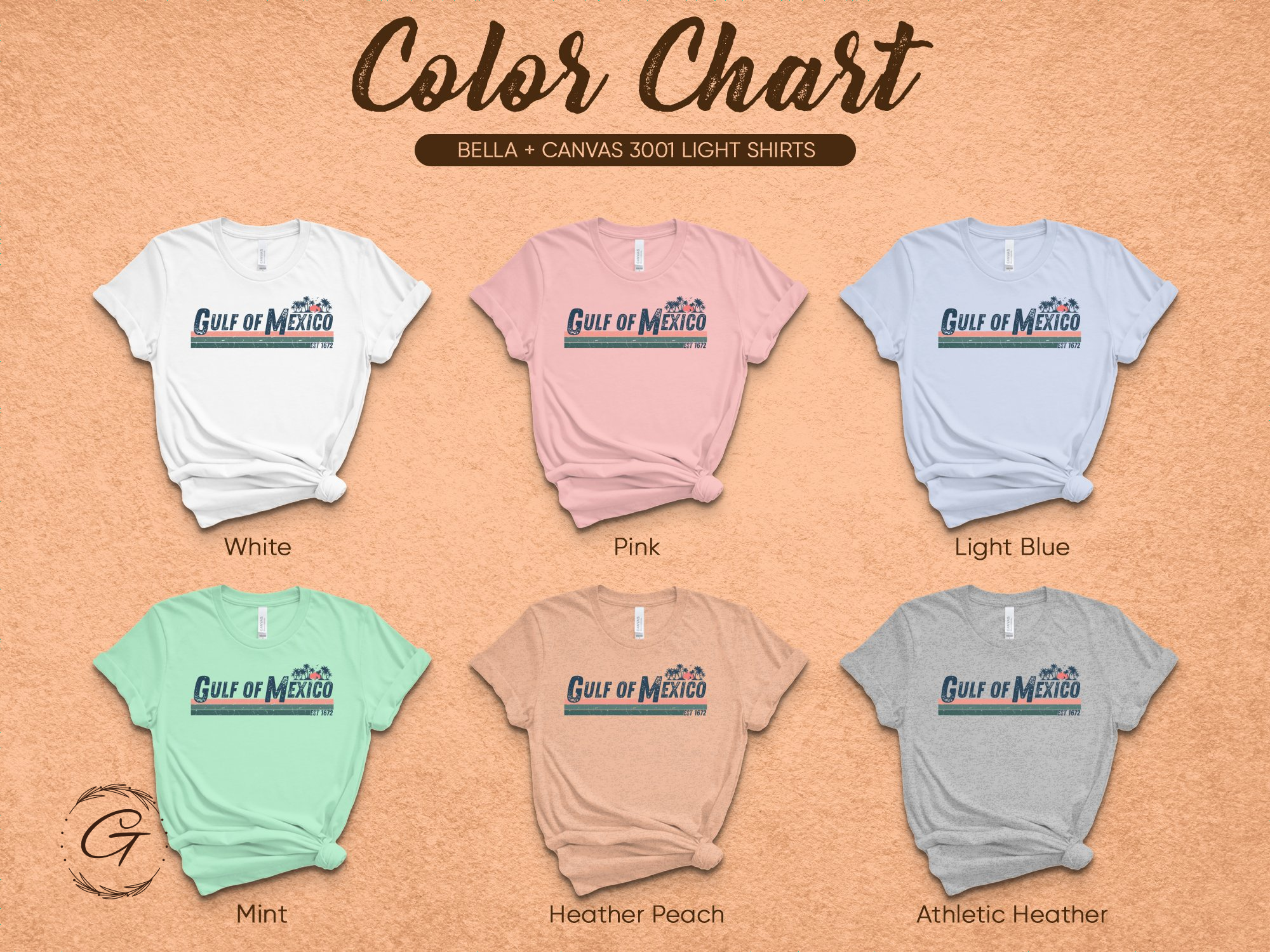 Gulf of Mexico Graphic Tee Color Chart product type