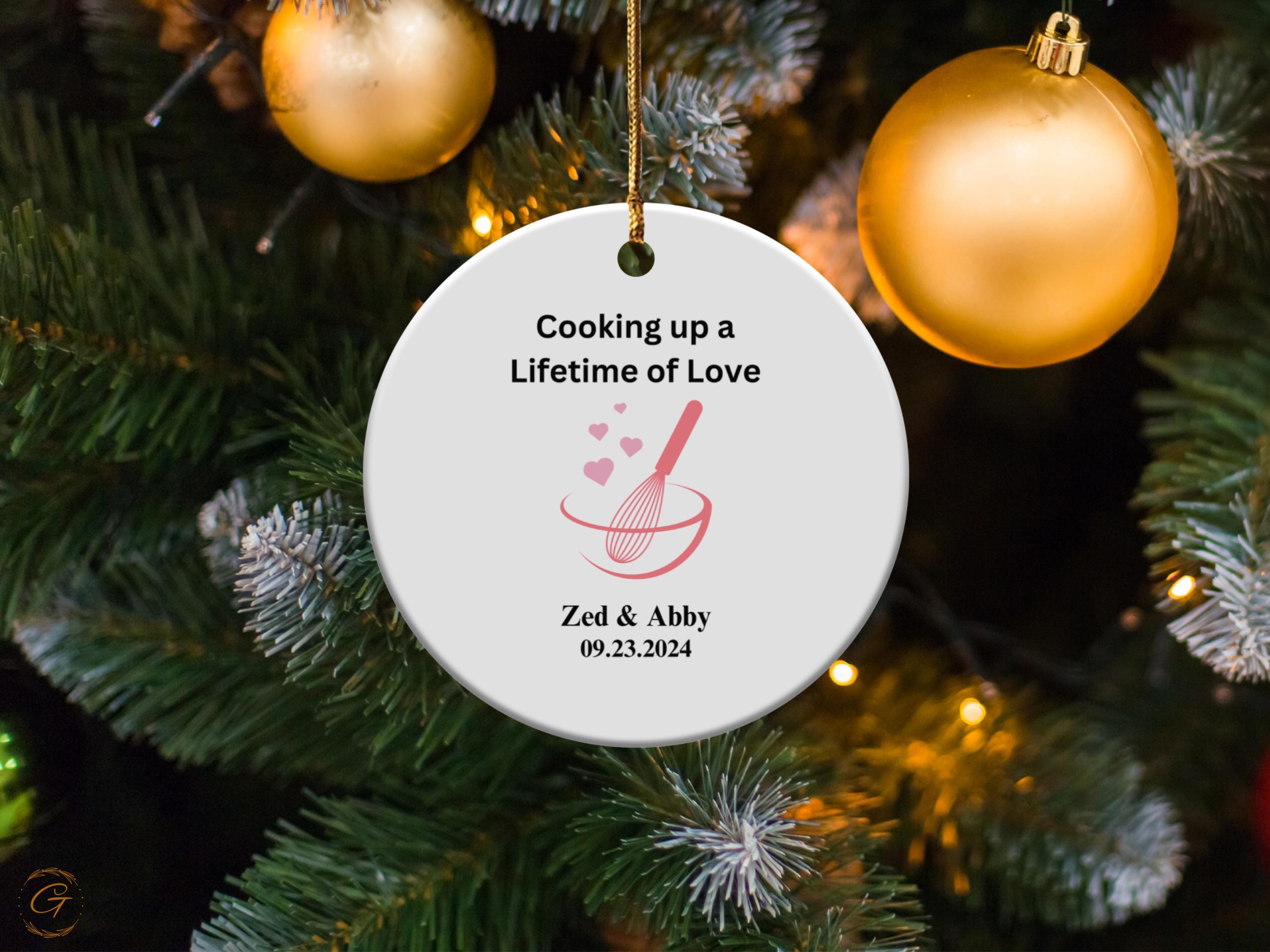 Personalized Newlywed Couple Love Ornament, Wedding Keepsake, Personalize Kitchen Gift, Anniversary Decoration, Custom Wedding Date Ornament