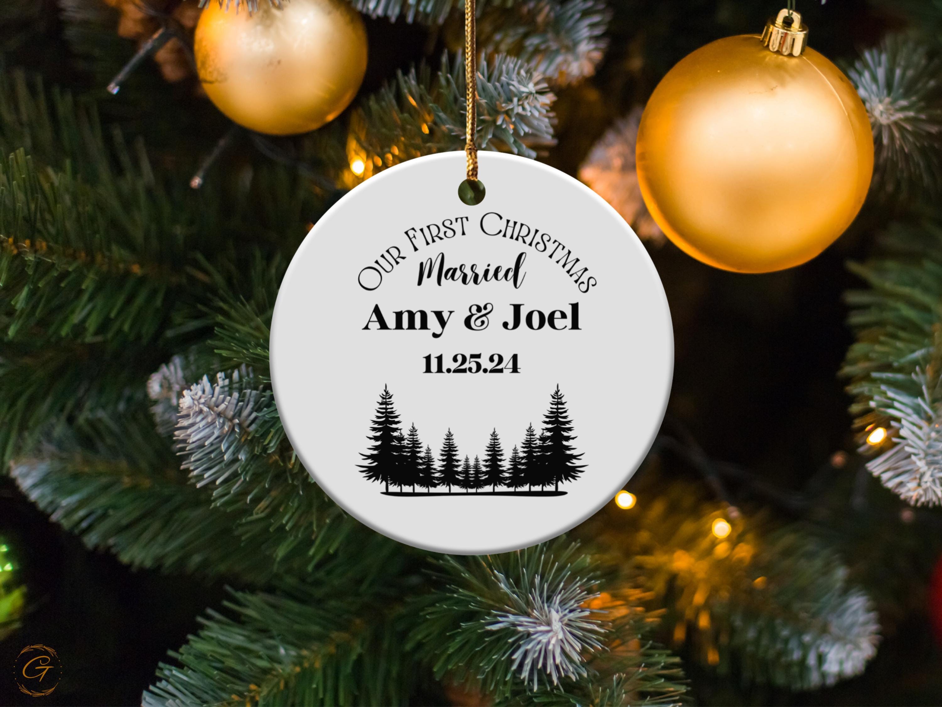 Personalized First Christmas Ornament, Married Personalized Ornament, Custom Tree Design Ornament Keepsake Newlywed Gift, Ideal Married Gift