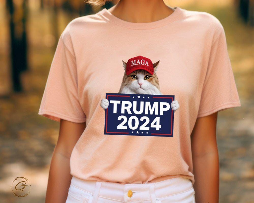Trump 2024 Cat T-Shirt, Cute Cat in Red Hat Graphic Tee