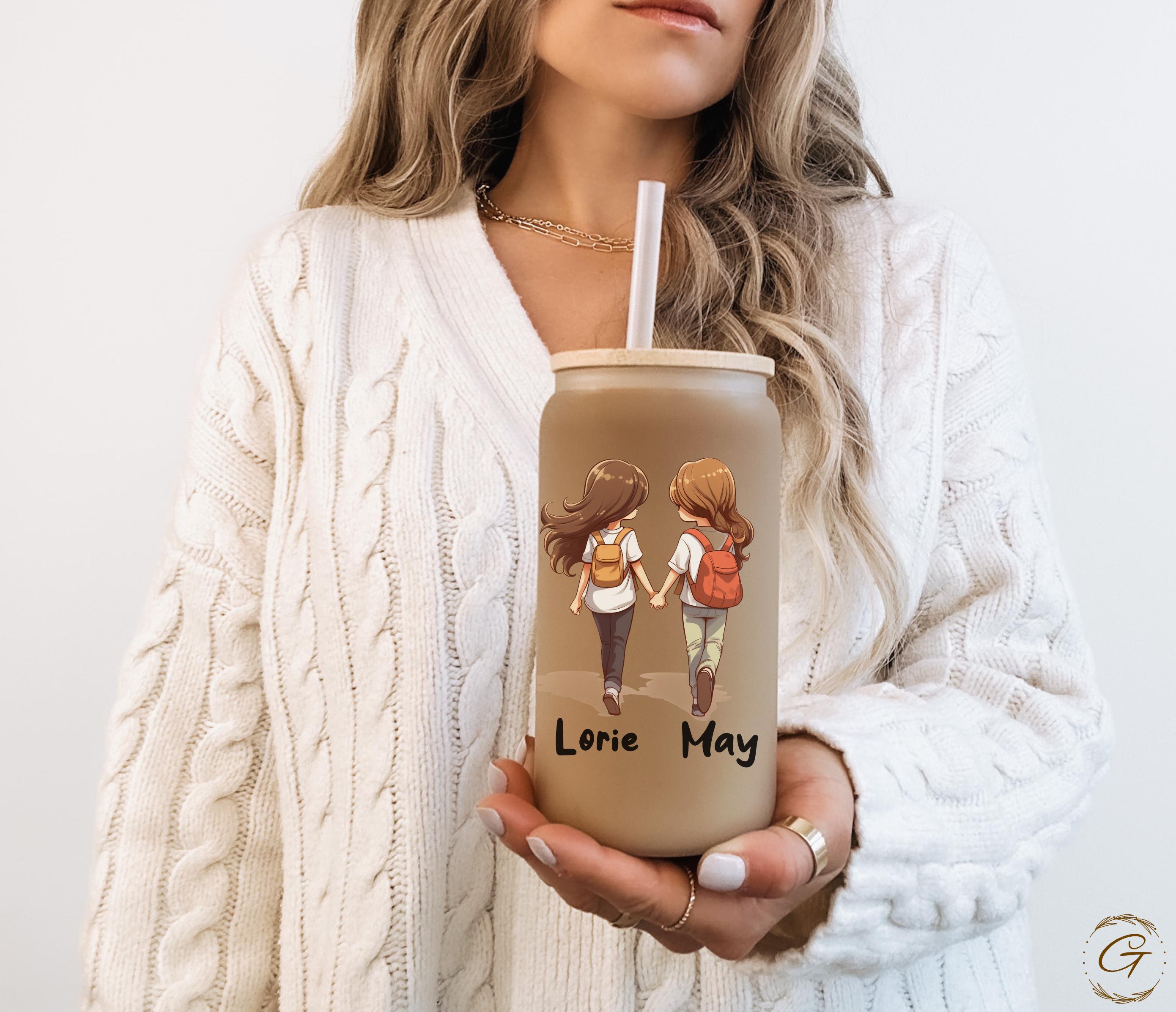 School Girls Design Frosted Glass Cup