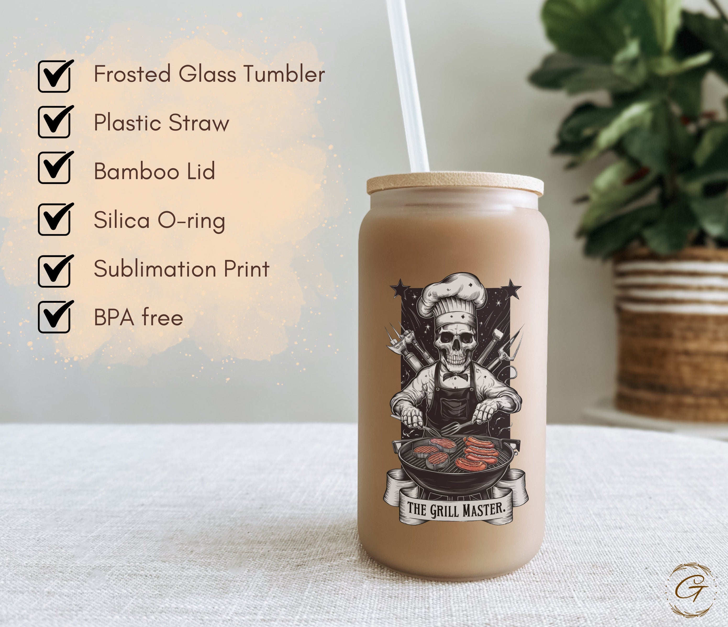 16oz Frosted Glass Cup for Dads, Libbey Grill Master Father's Day, Grandpa Gift, New Dad Announcement, Unique BBQ Gift, Custom Dad Glass Cup