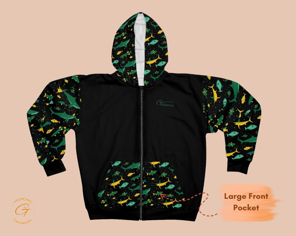 Fishing Design Unisex Zip Hoodie All-Over Print