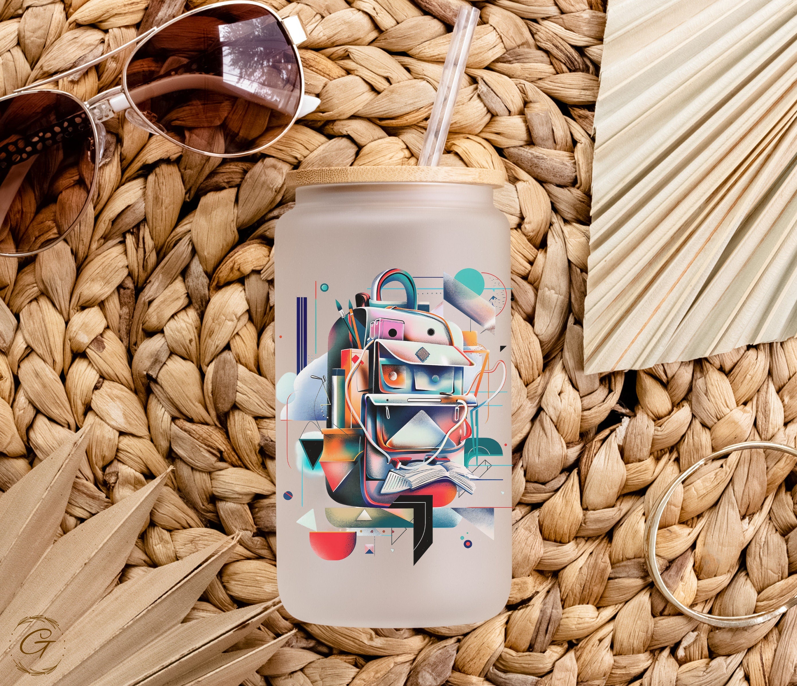 Back to School Design Frosted Glass Cup