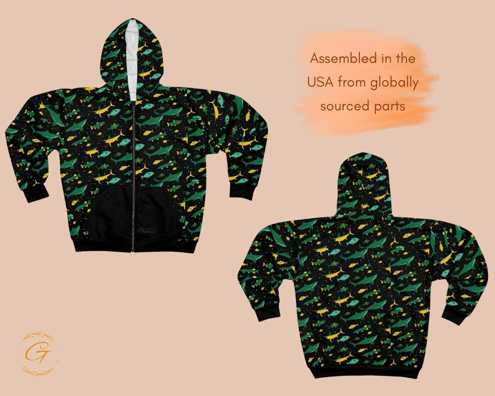 Fishing Design Unisex Zip Hoodie All-Over Print