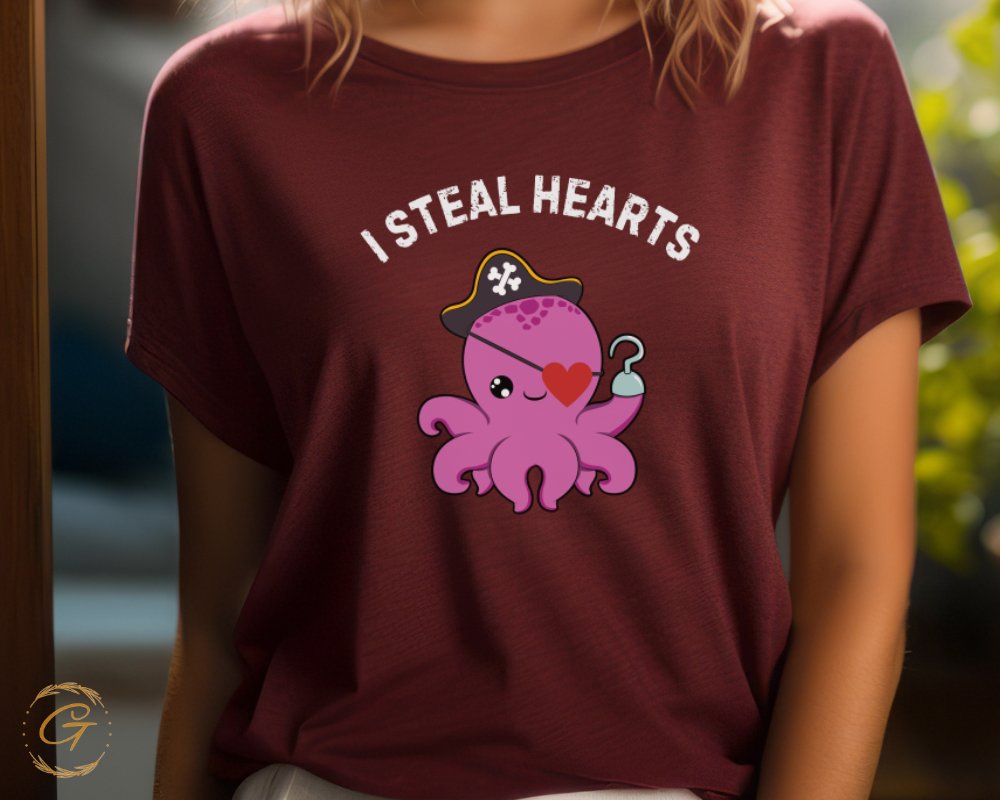 I Steal Hearts Pirate Octopus Graphic T-shirt product