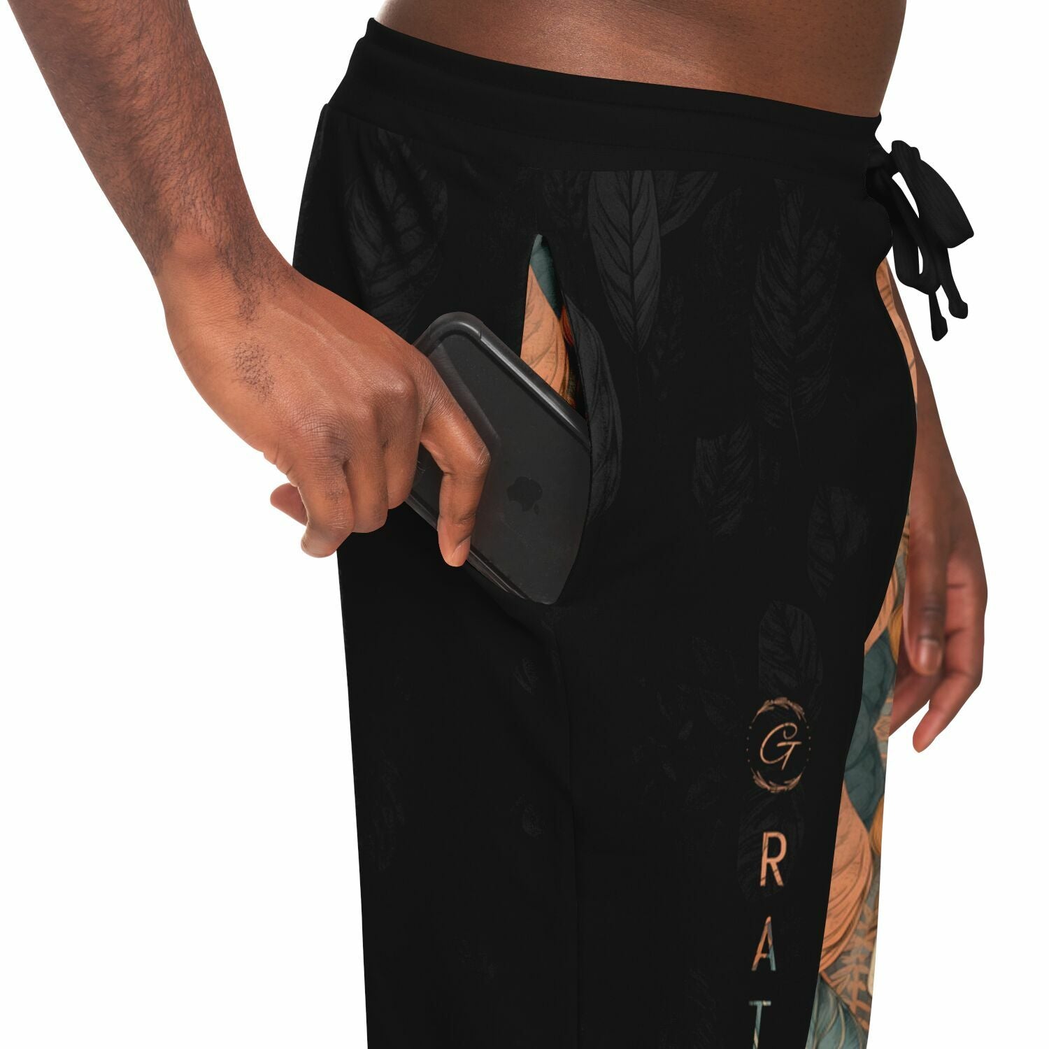 Earthy Leaf Print Joggers – Boho Aesthetic Sweatpants
