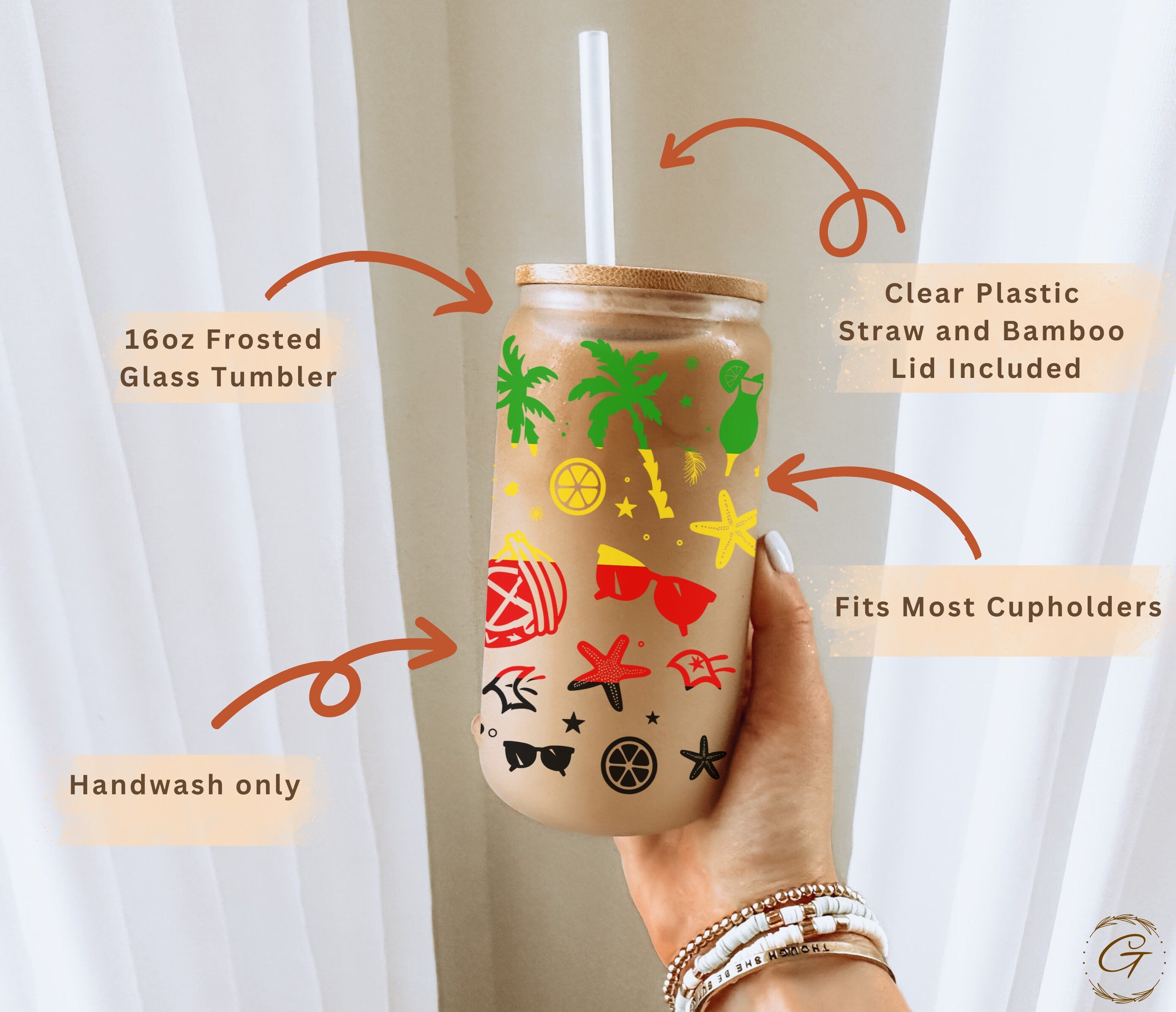 Rasta Summer Vibes Frosted Glass Cup