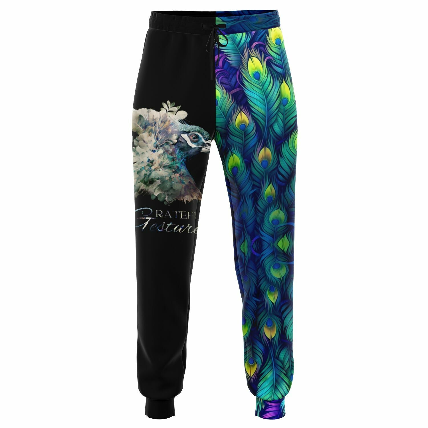 Peacock Feather Joggers – Vibrant Artistic Sweatpants