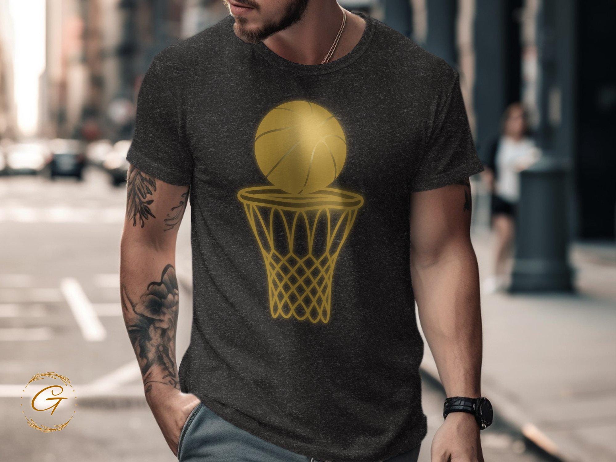 Hobby Sports Tee Golden Basketball Graphic T-Shirt