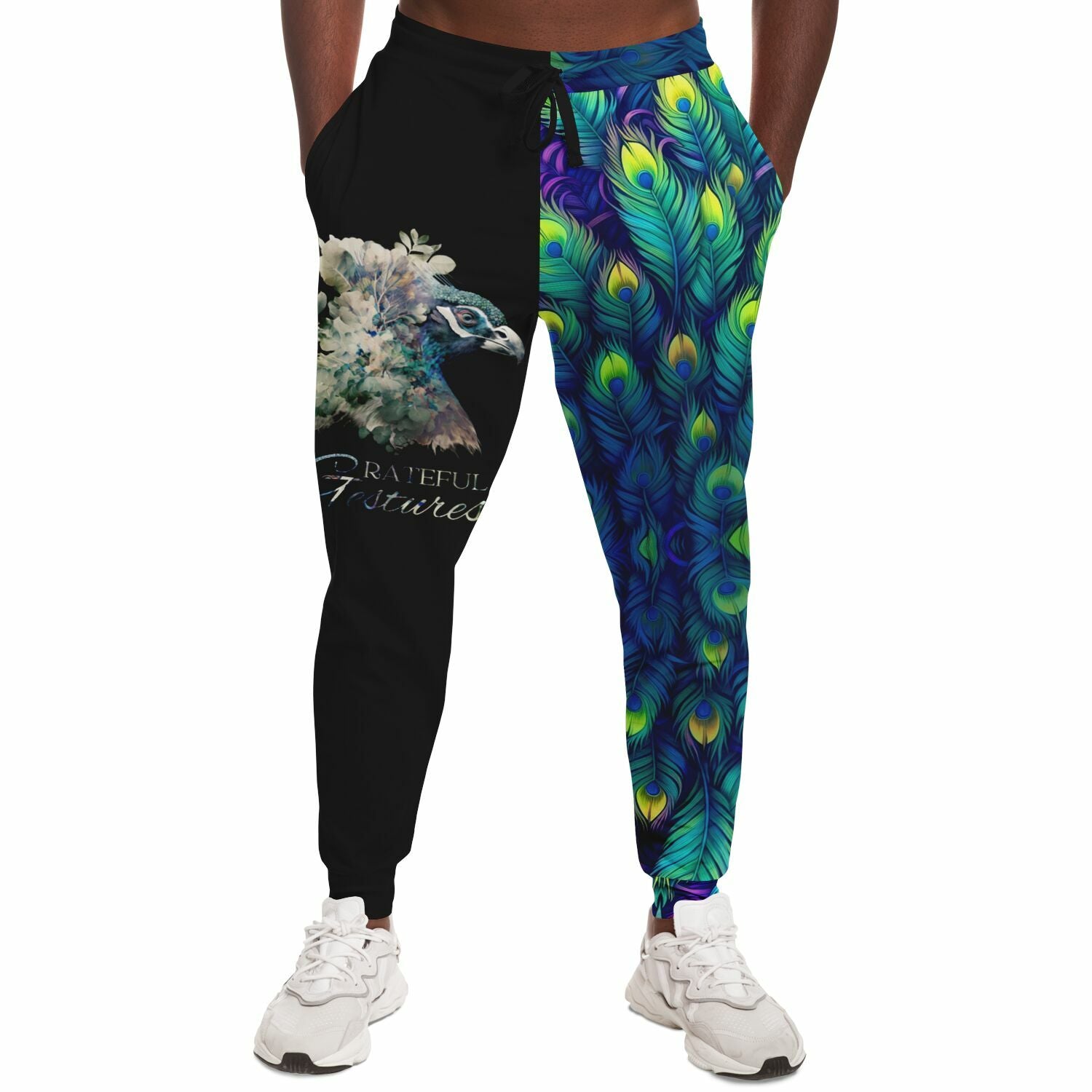 Peacock Feather Joggers – Vibrant Artistic Sweatpants
