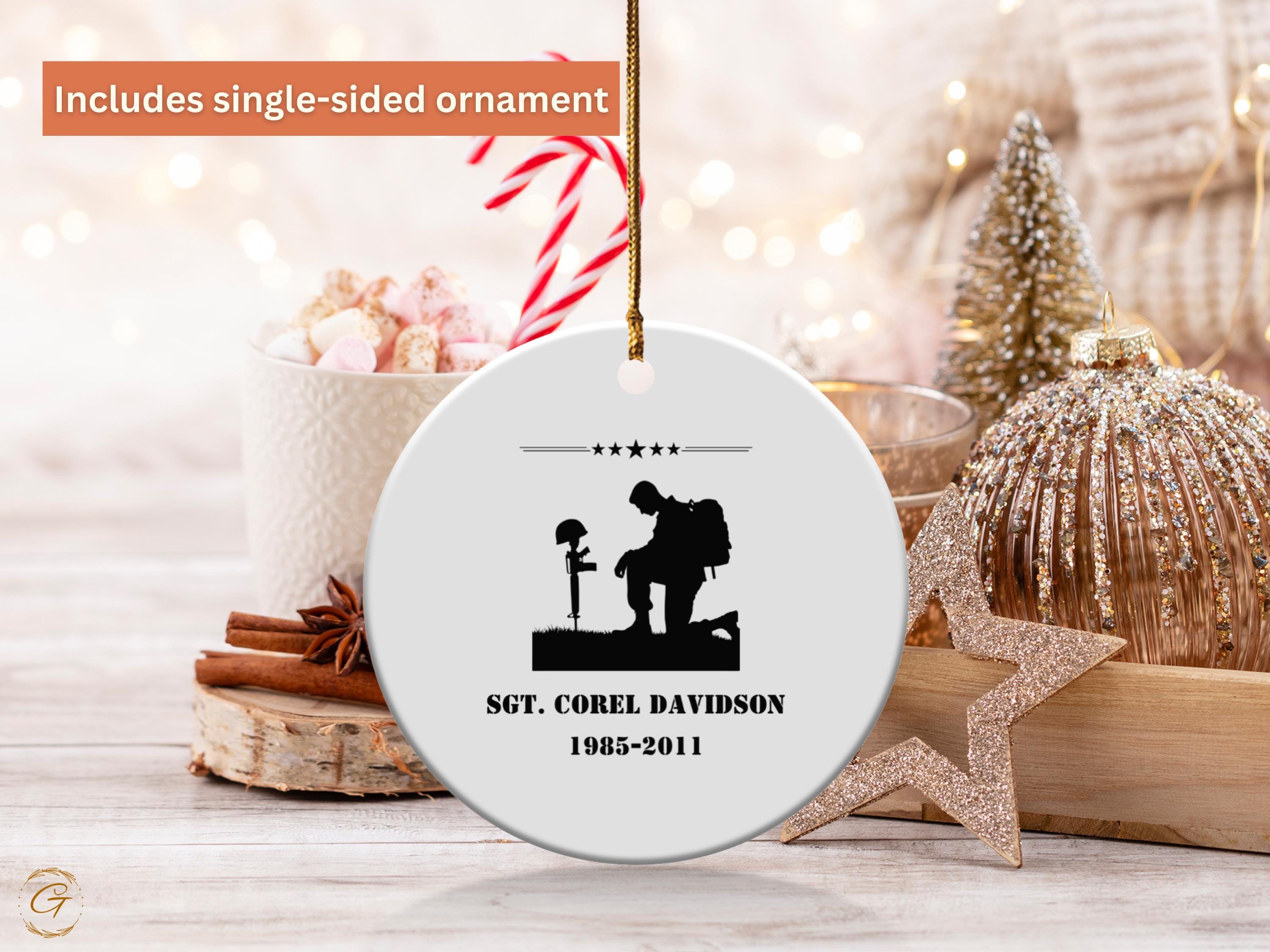 Personalize Memorial Hero Ornament, Soldier Tribute Keepsake, Personalize Fallen Hero Decoration, Military Remembrance Gift, Custom Memorial