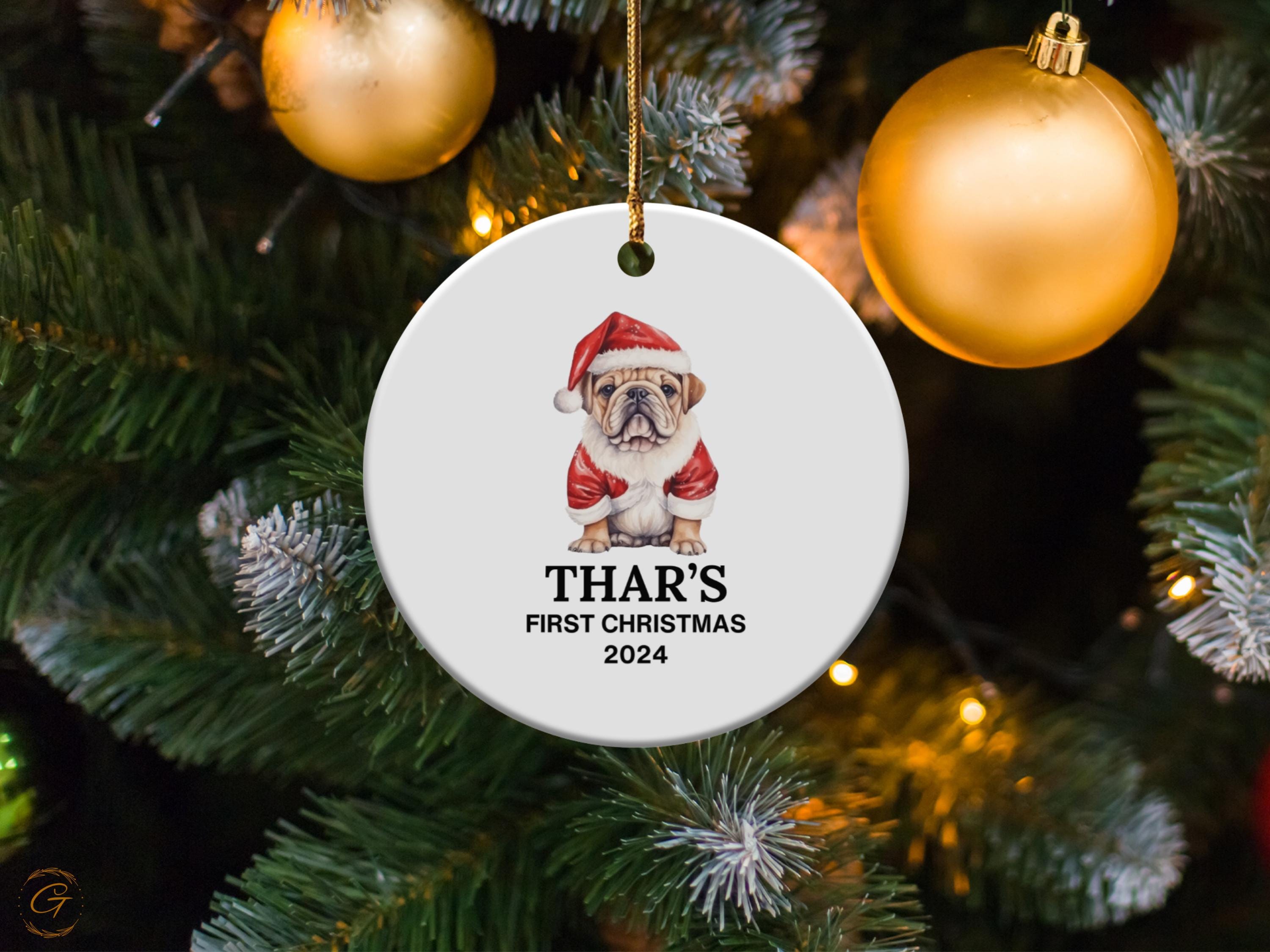 Personalized Bulldog Christmas Ornament, Custom Pet Holiday Decor,First Christmas Keepsake 2024, Unique Gift for Dog Lover, Holiday Keepsake