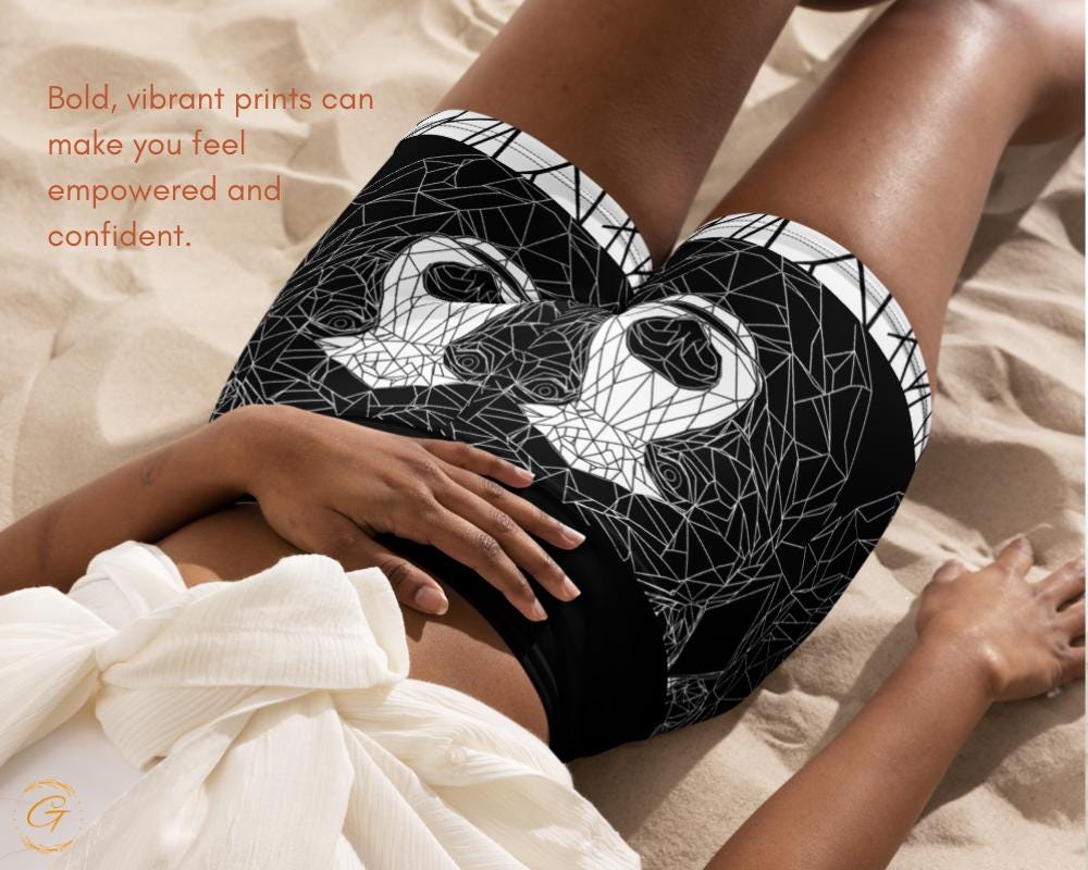 Geometric Bear High-Waisted Yoga Shorts