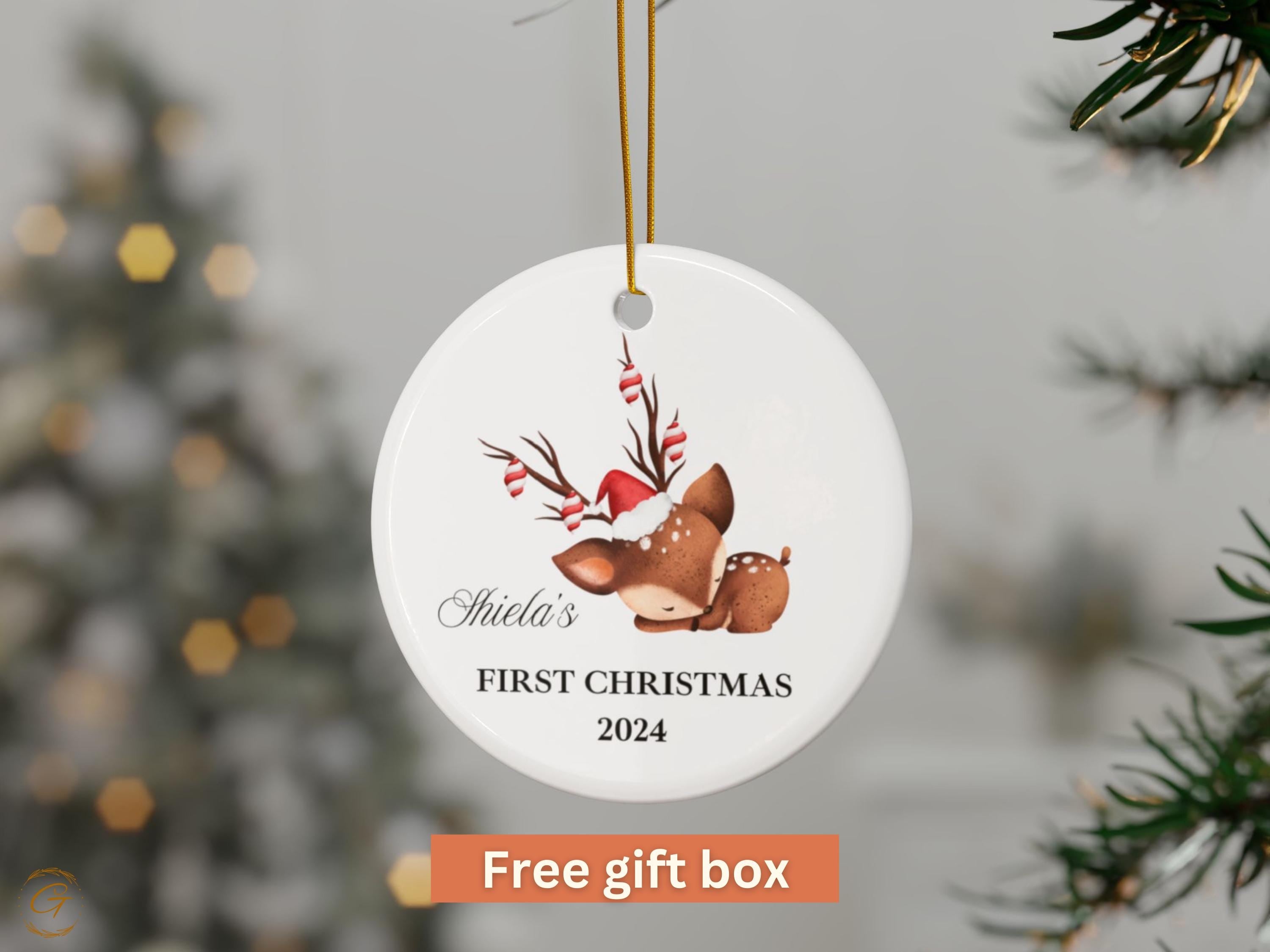 Personalized Reindeer Ornaments, First Christmas 2024, Personalized Deer Christmas Ornaments, Adorable Baby Reindeer Keepsake, Holiday Gifts