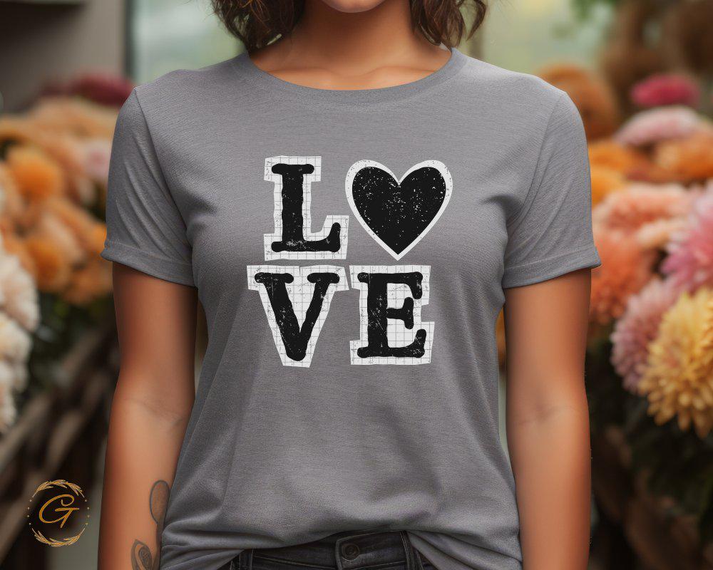 Valentines T-Shirt, Love Heart Text Graphic Tee
