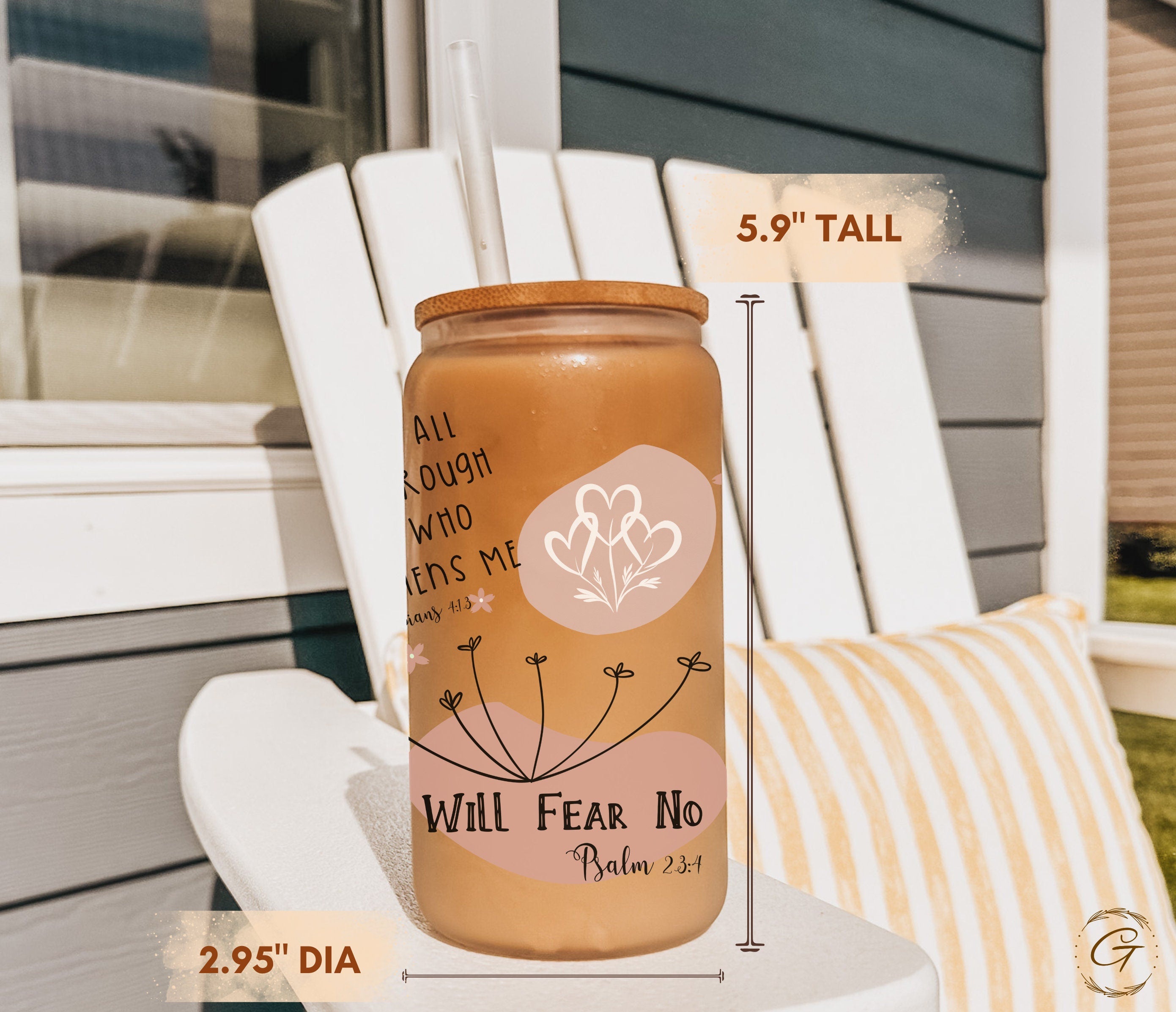 Frosted Libbey Glass Cup, 16-oz Libbey Cup Christian Affirmation Mugs