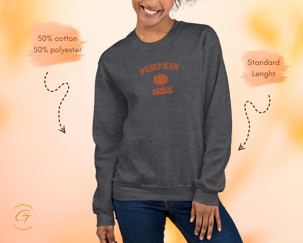 Halloween Sweatshirt, Pumpkin Spice Fall Themed Pullover, Cozy Pumpkin Spice Sweatshirt, Autumn Long-Sleeve Shirt Warm-Up Top Casual Sweater