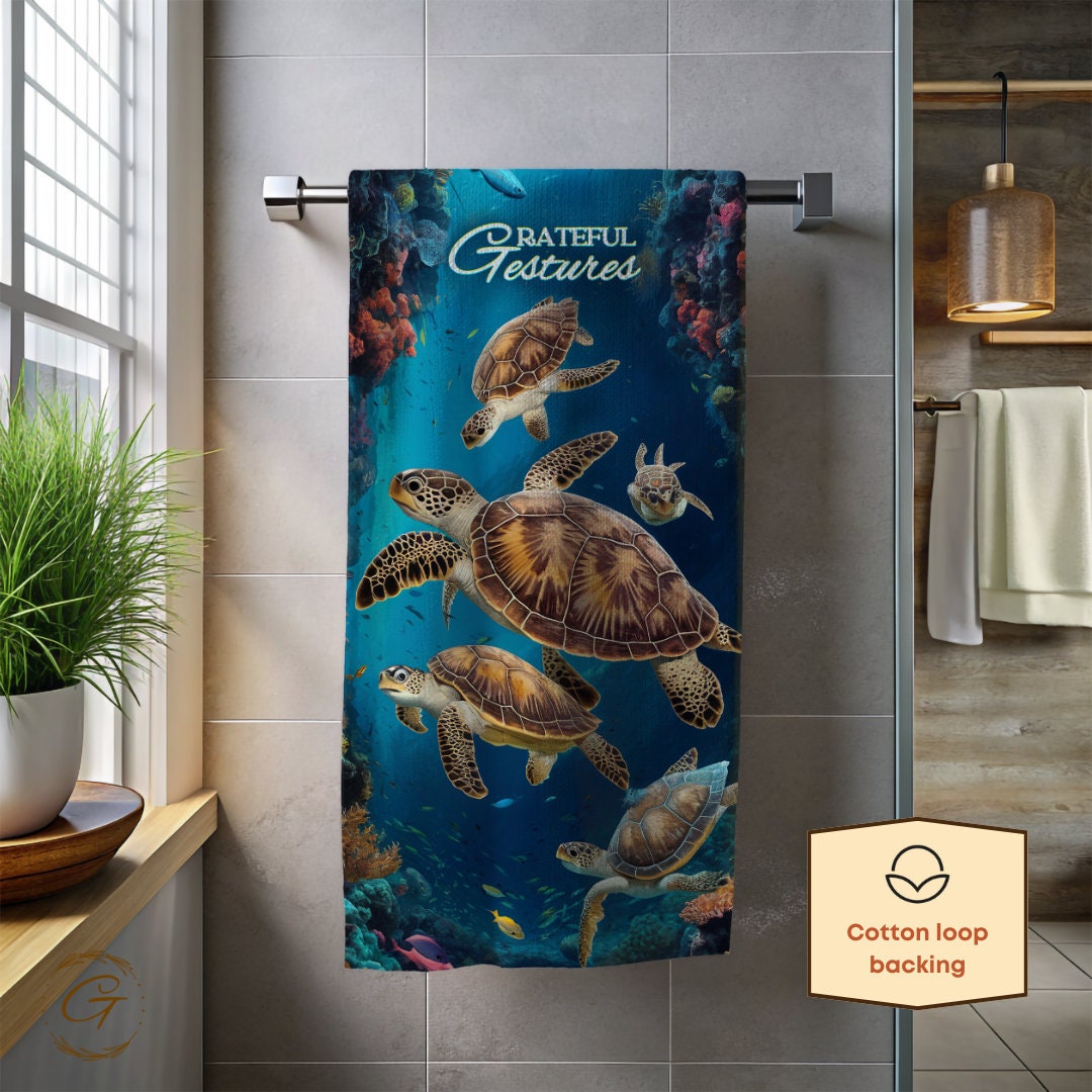 Colorful Under Water Turtles Beach Towel