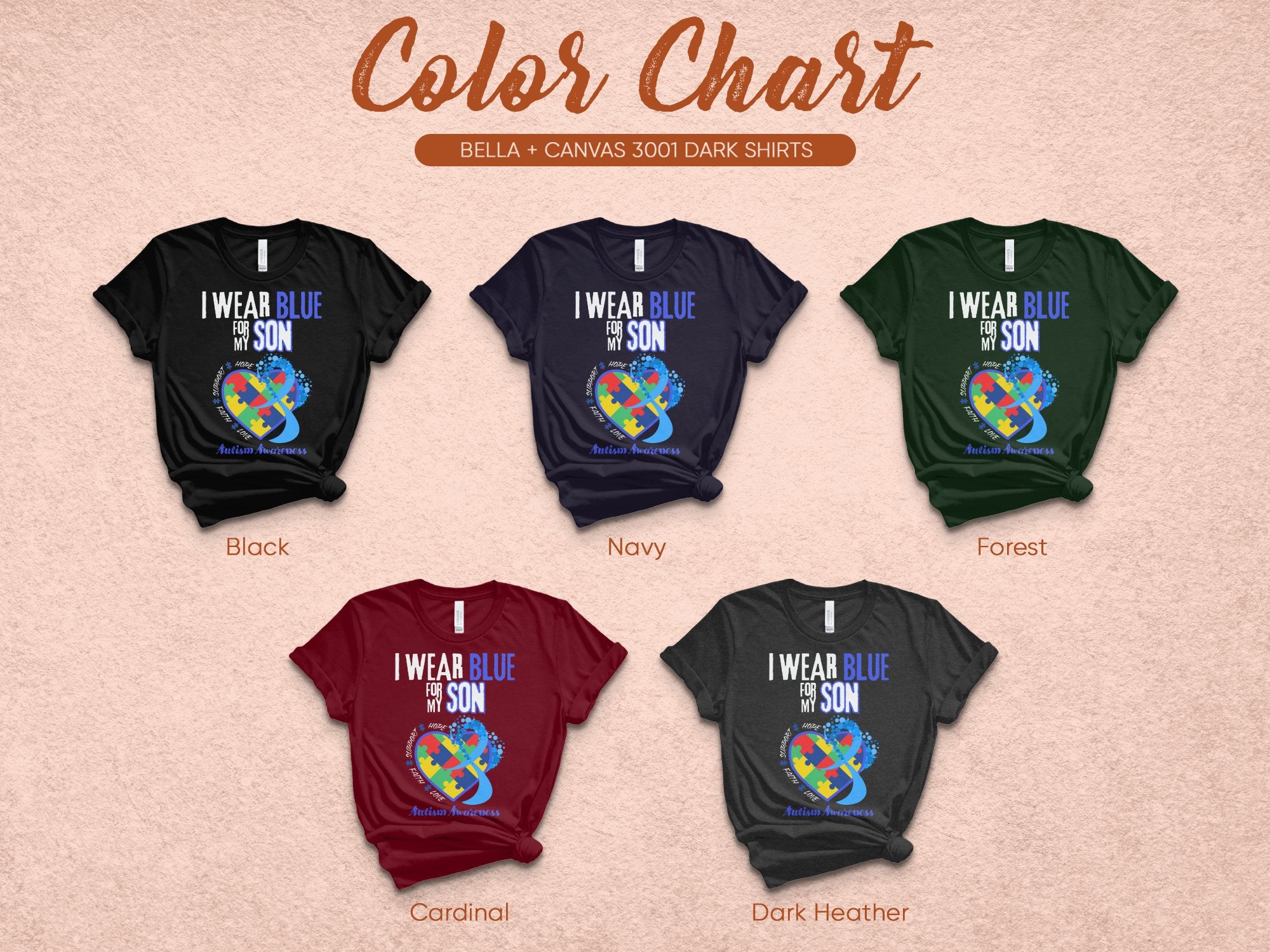 I Wear Blue For My Son Dark Color Chart product type