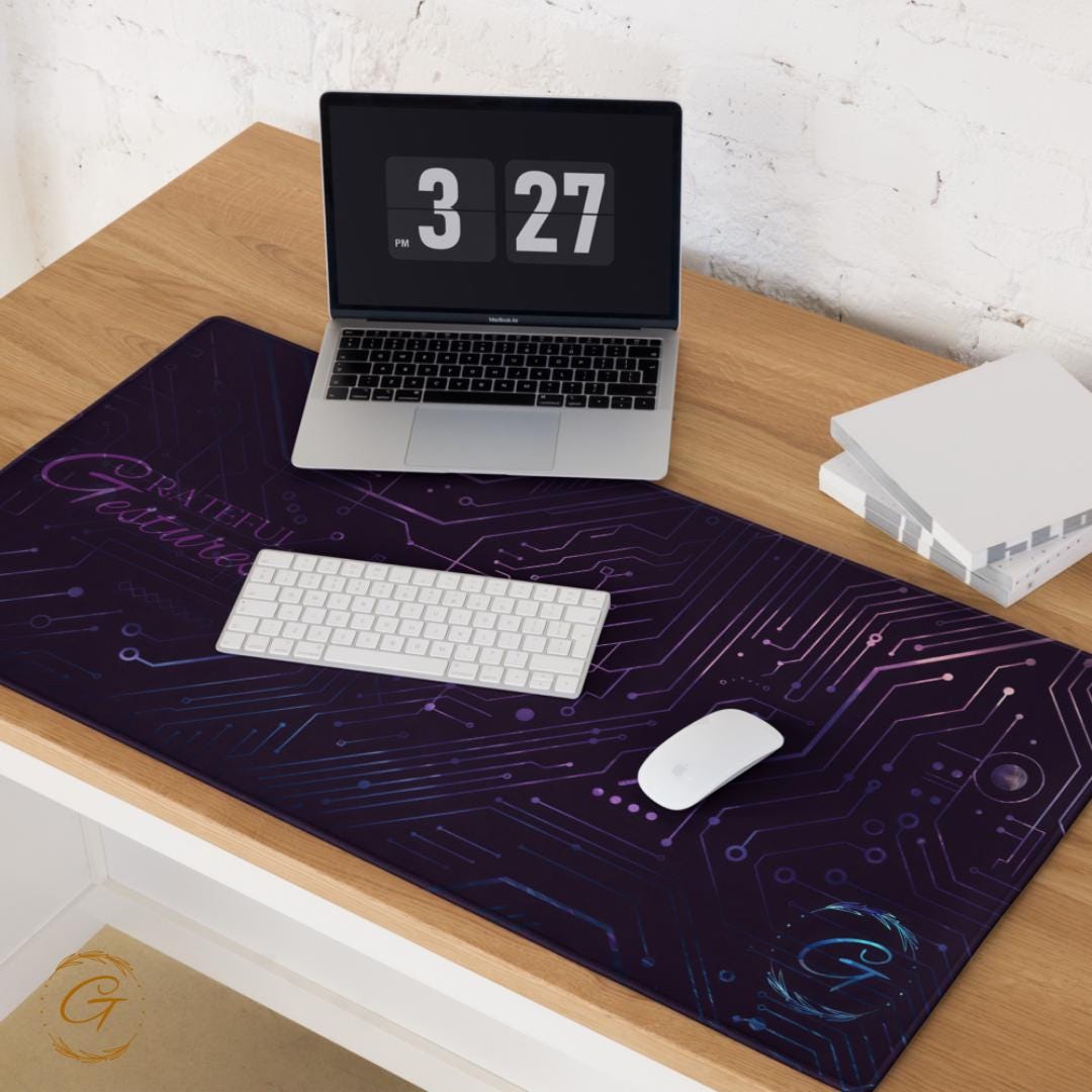 Purple Color Modern Circuit Design Gaming Mouse Pad