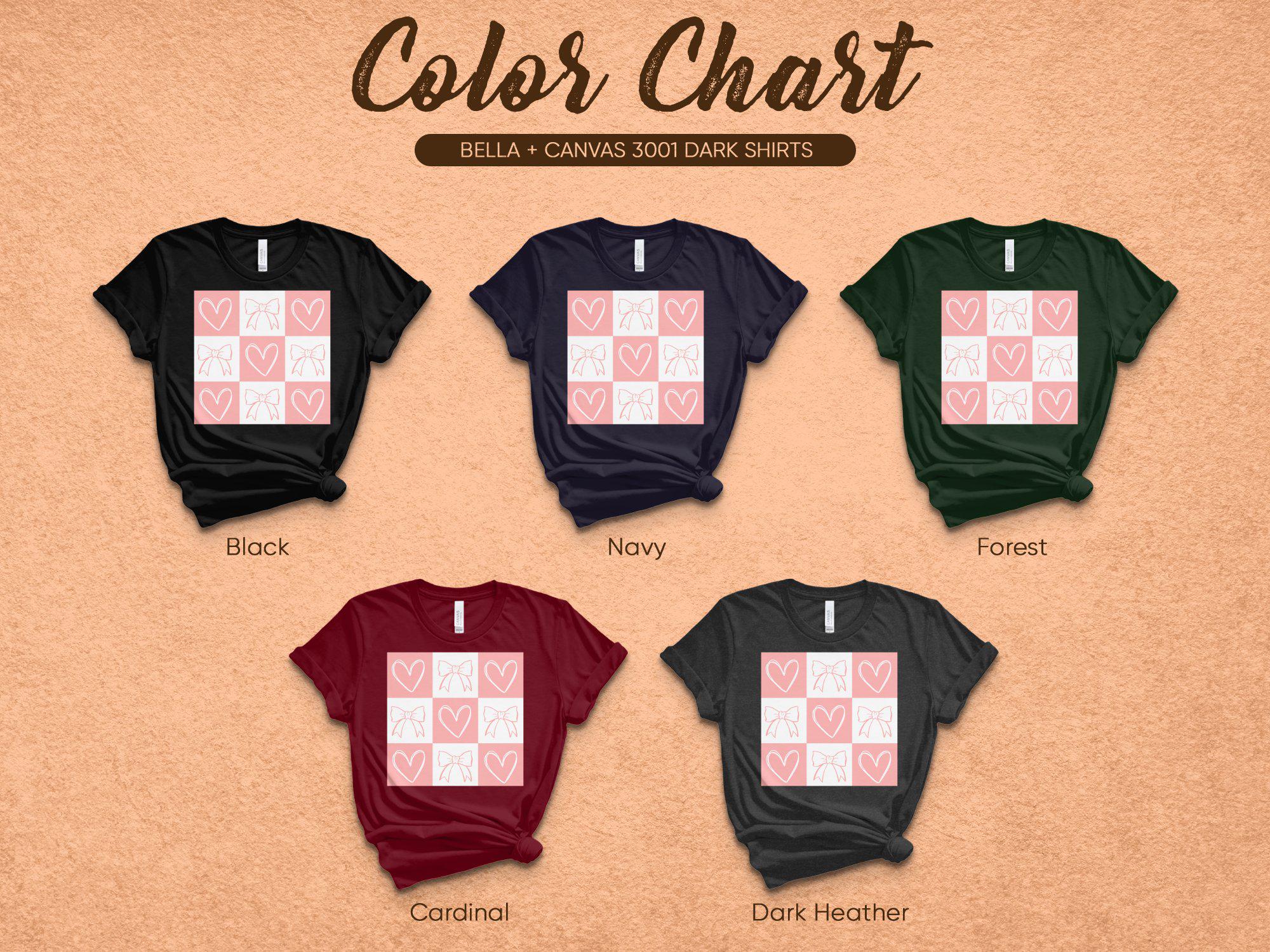 Valentines T-Shirt, Checkered Cute Bow and Heart Tee