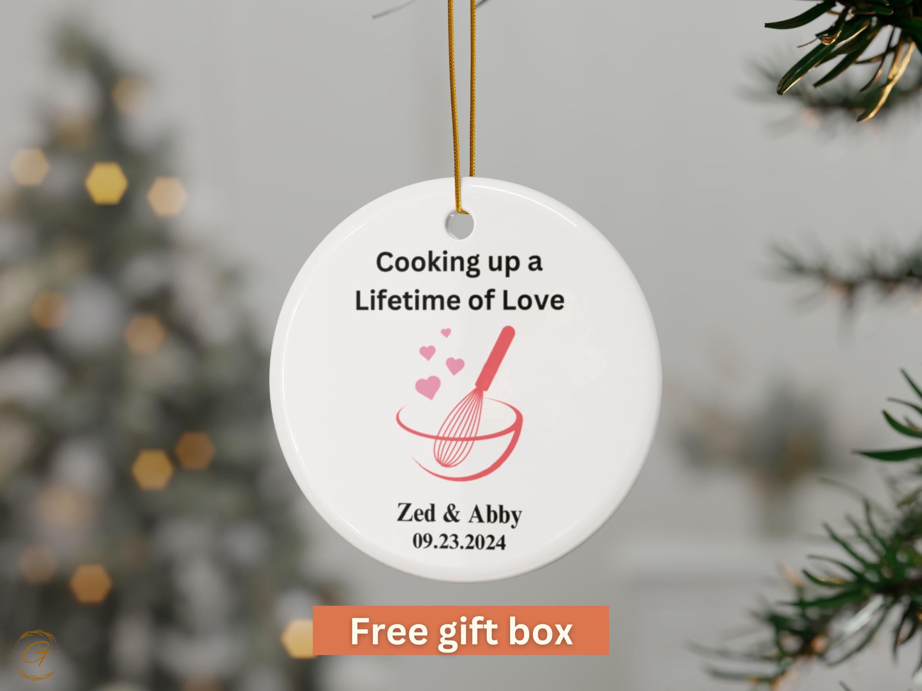 Personalized Newlywed Couple Love Ornament, Wedding Keepsake, Personalize Kitchen Gift, Anniversary Decoration, Custom Wedding Date Ornament