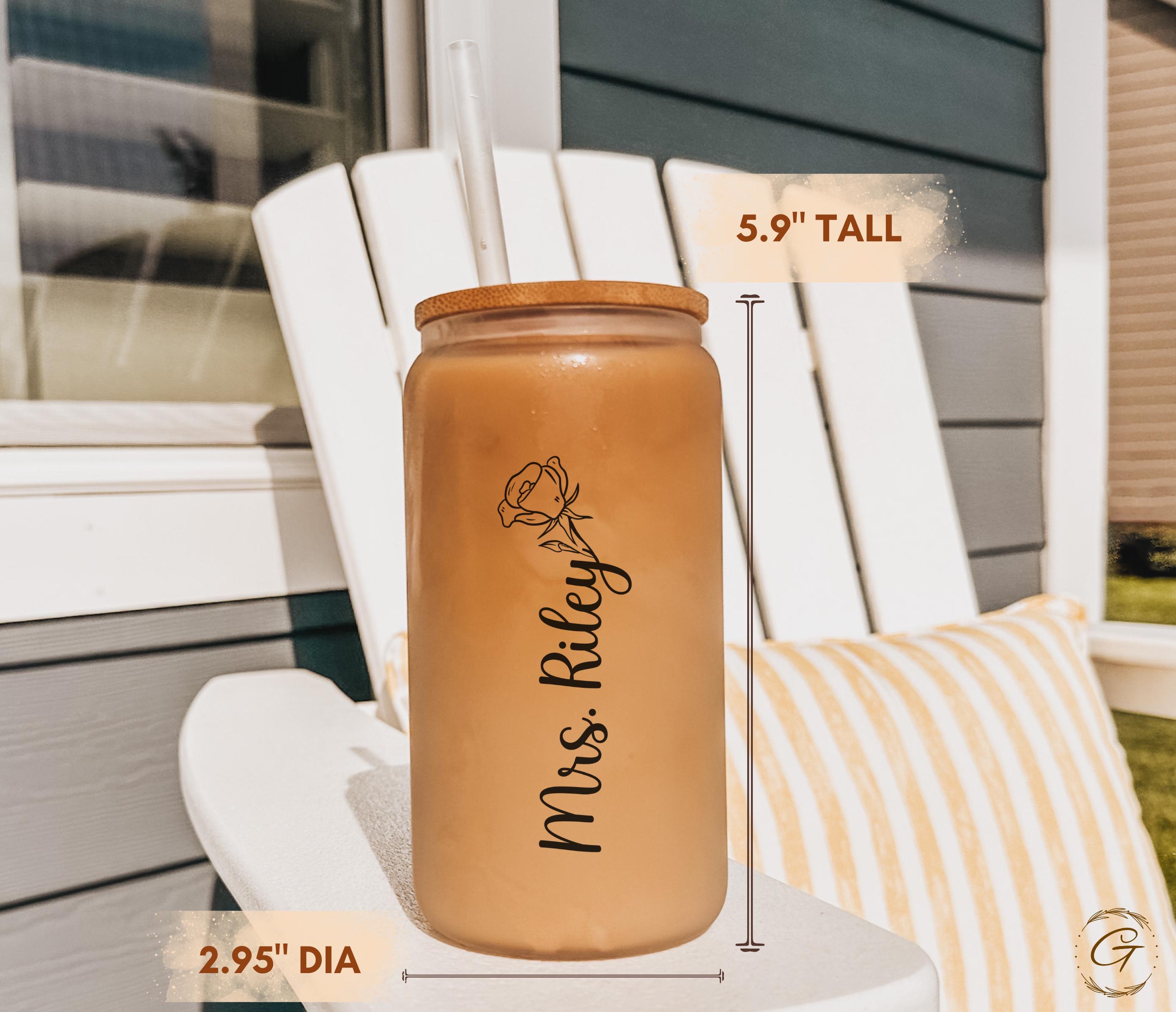 Personalized Flower Rose Design Frosted Glass Cup