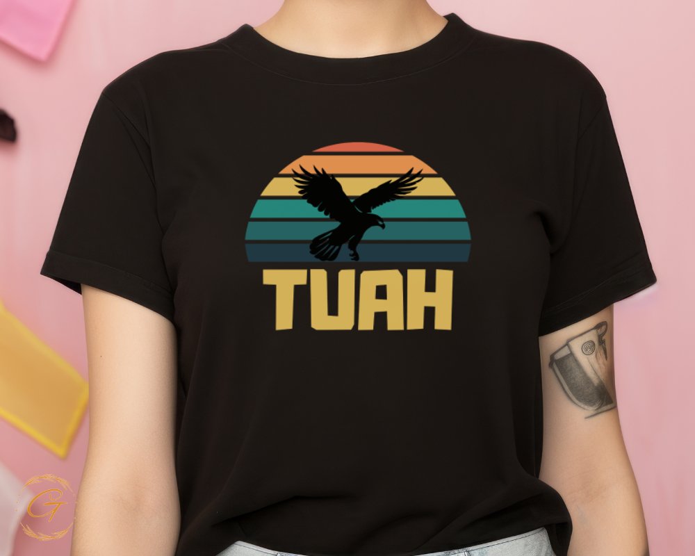 Retro Eagle Sunset Graphic Print Tuah T-Shirt product