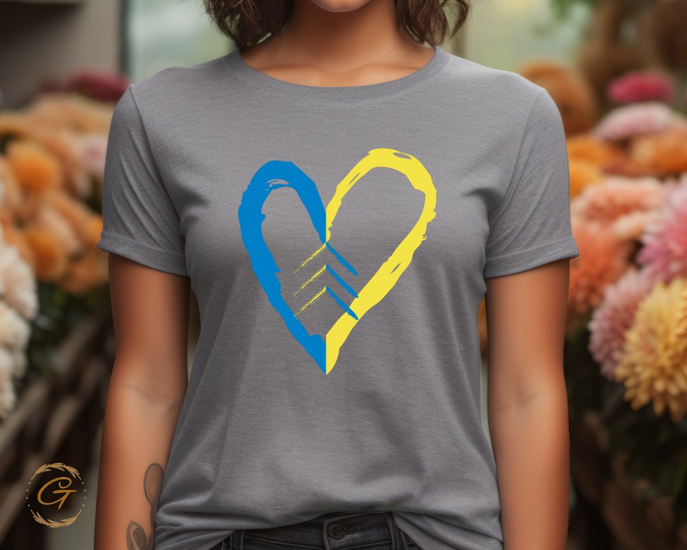 Heart with Blue and Yellow Design T-shirt product type