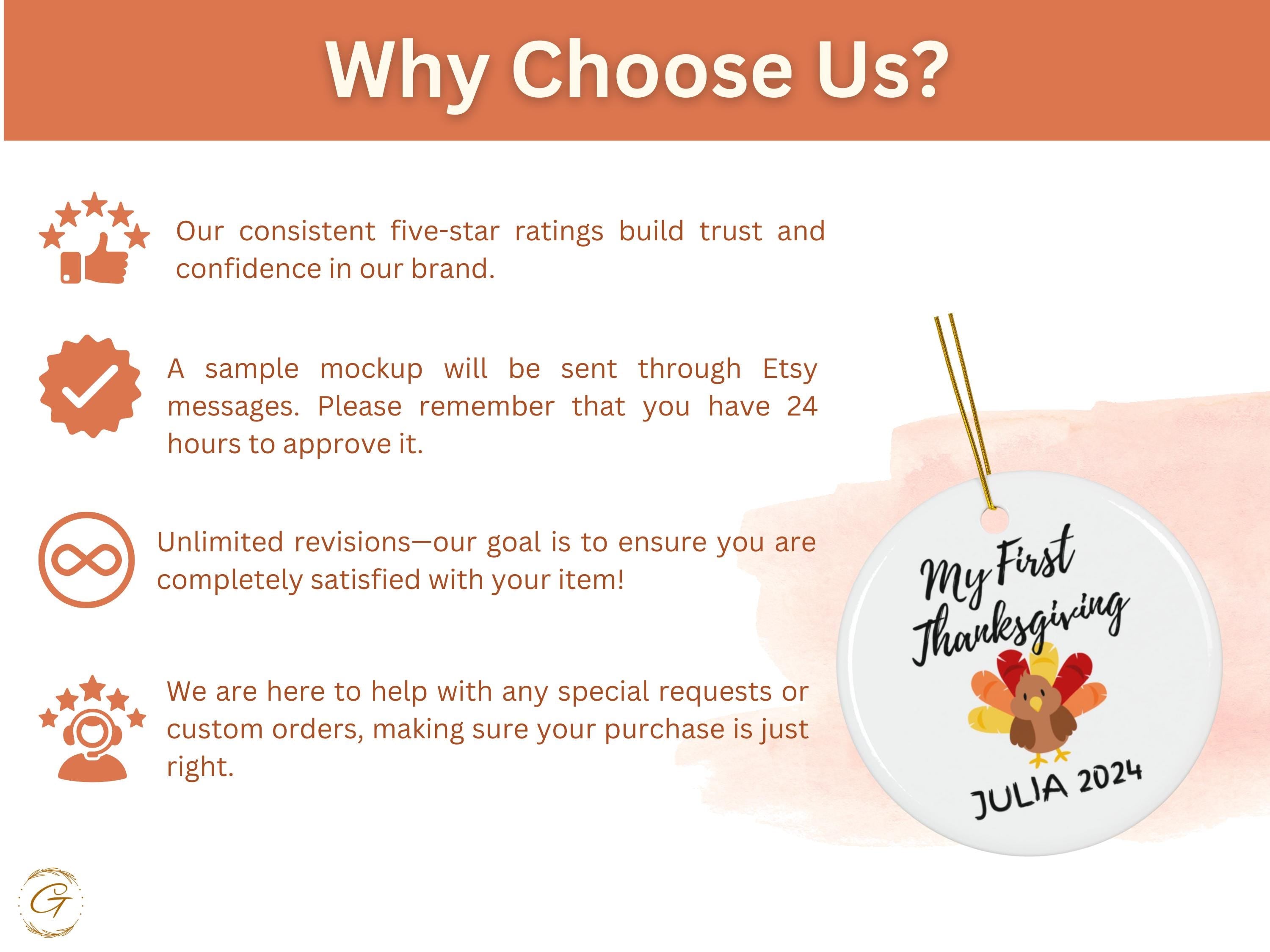 Personalized First Thanksgiving Ornament 2024, Turkey Keepsake, Babys First Holiday Decoration, Cute Fall Gift Personalized, Custom Ornament