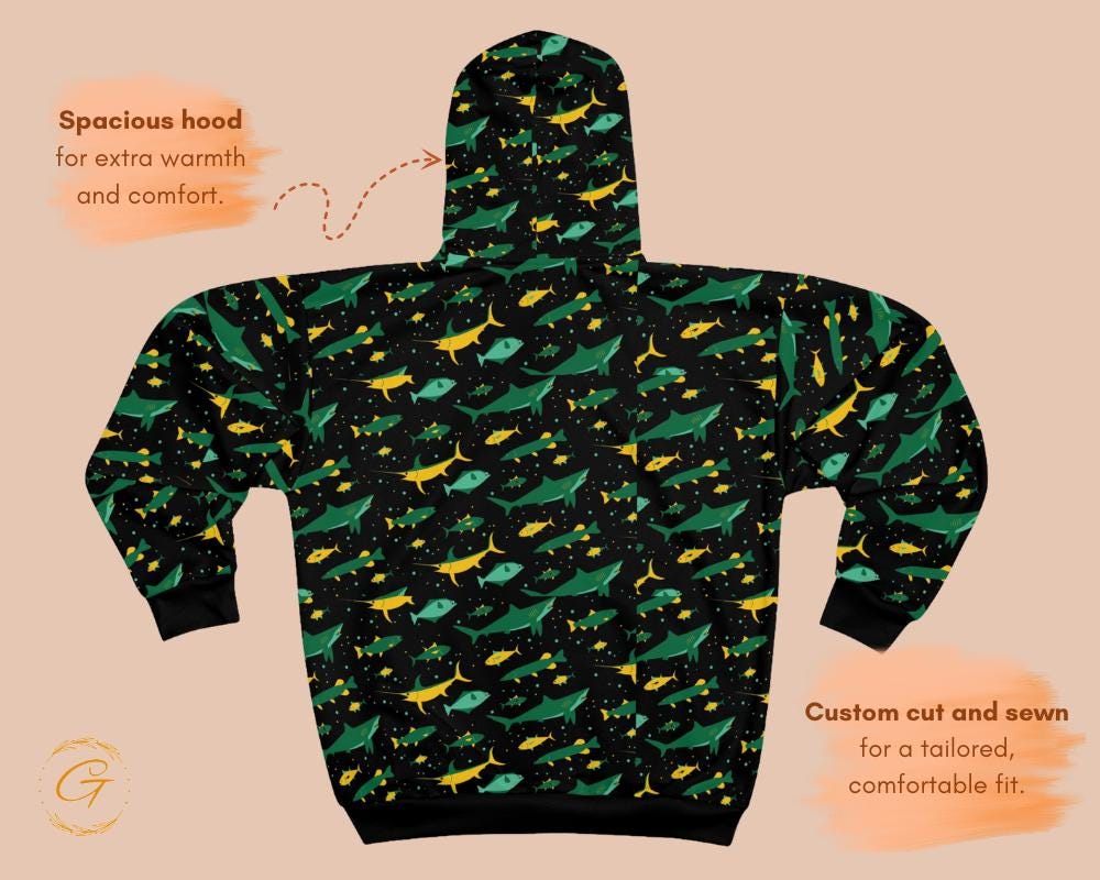 Fishing Design Unisex Zip Hoodie All-Over Print