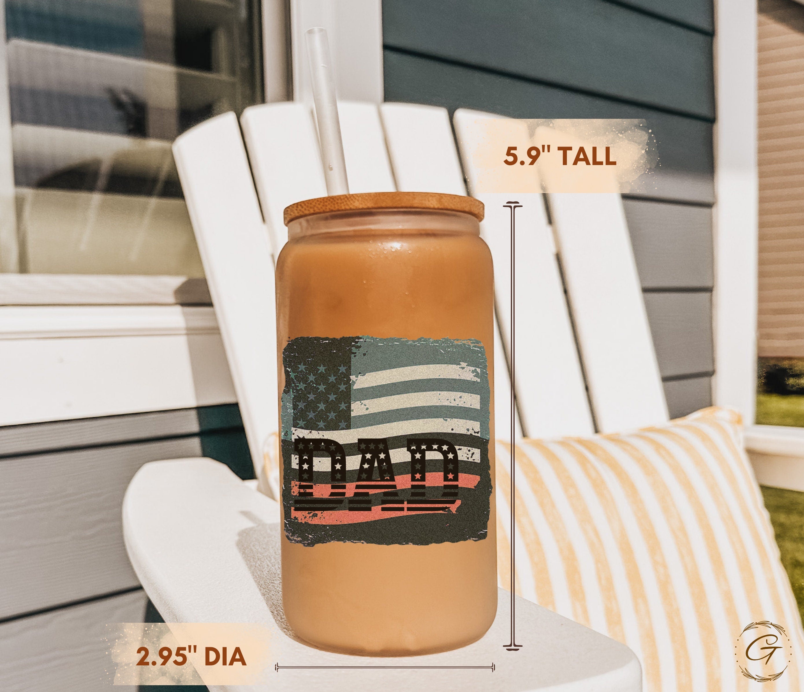 Patriotic Dad Frosted Glass Cup, USA Flag Super Daddy 16oz, Father’s Day Gift Idea, Perfect 16oz Super Daddy USA Flag Cups, Gifts for Daddy