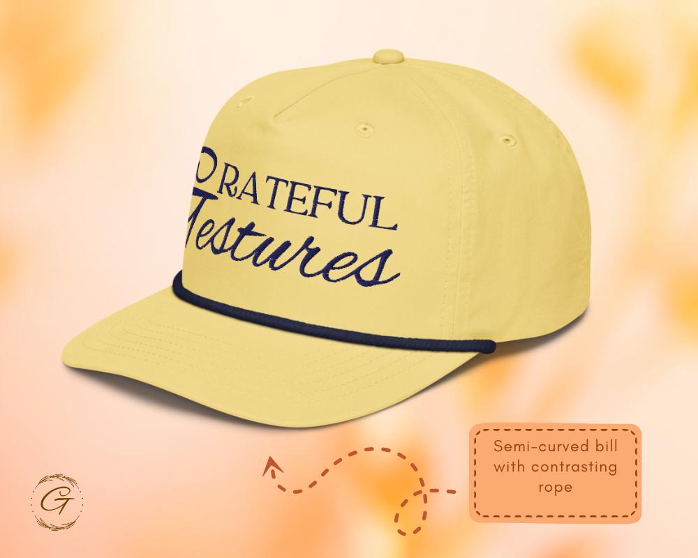 Grateful Gesture Embroidered Navy Blue Golf Rope Cap