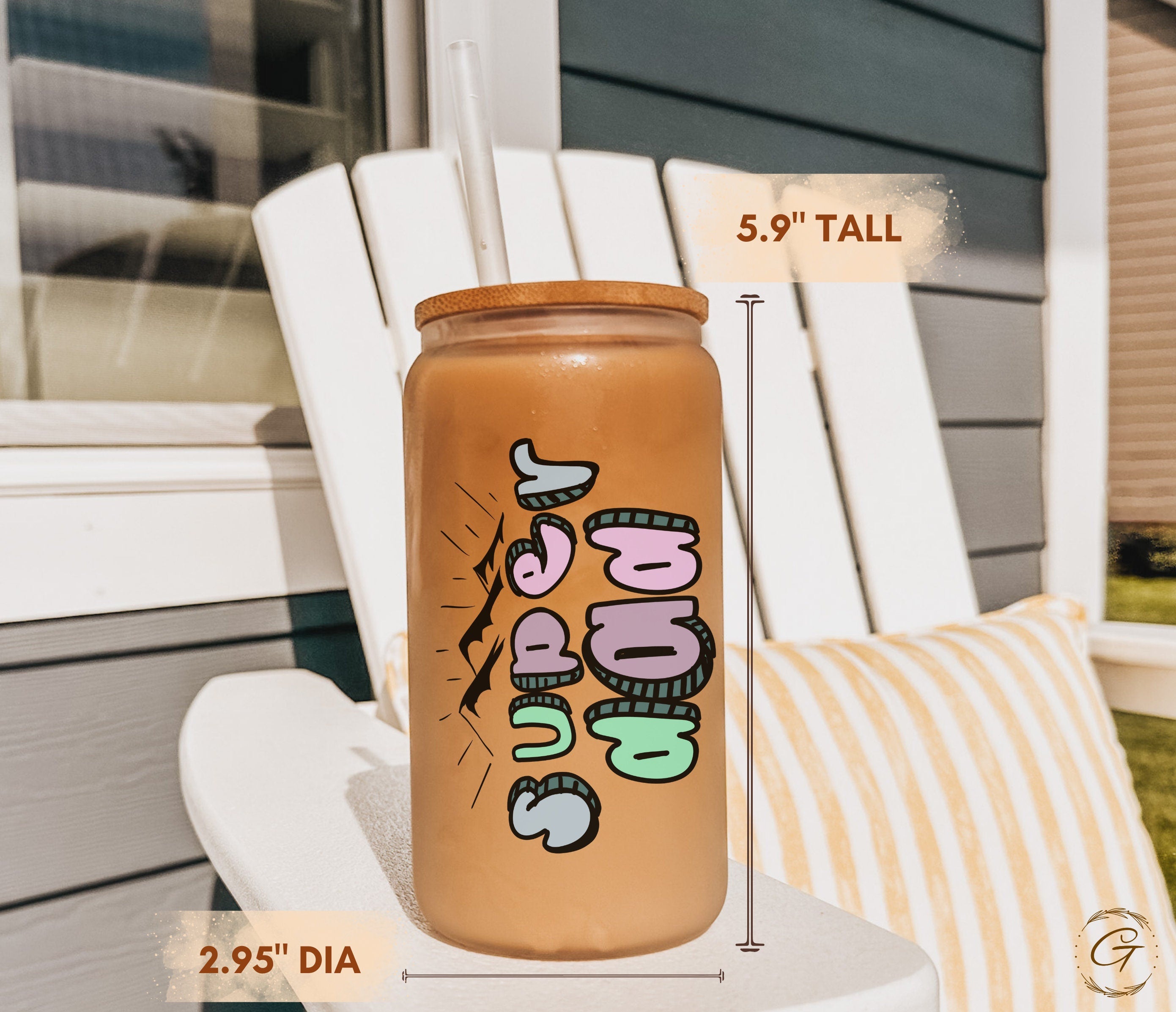 Super Daddy Personalized Frosted Glass 16oz Cup - Daily Use Father's Day