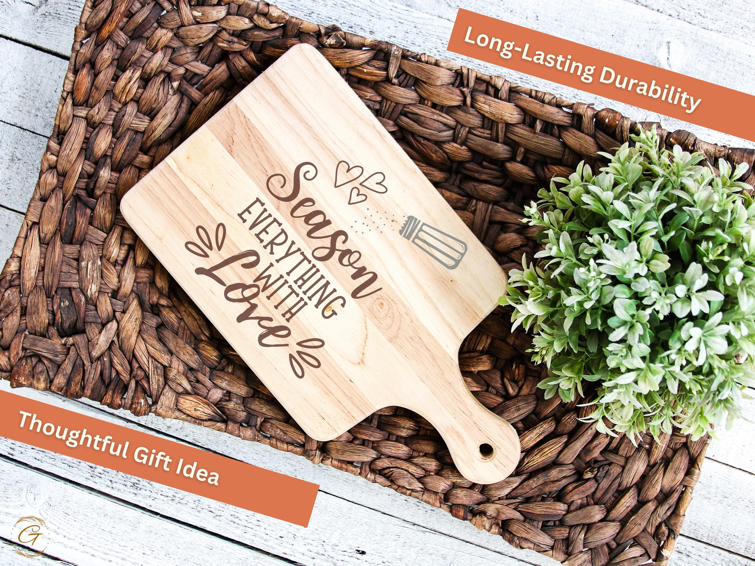 Season Everything with Love Hardwood Cutting Boards | Engraved Kitchen Perfect Chefs Gift | Rustic Wood Cutting Board for Cooks & Home Chefs
