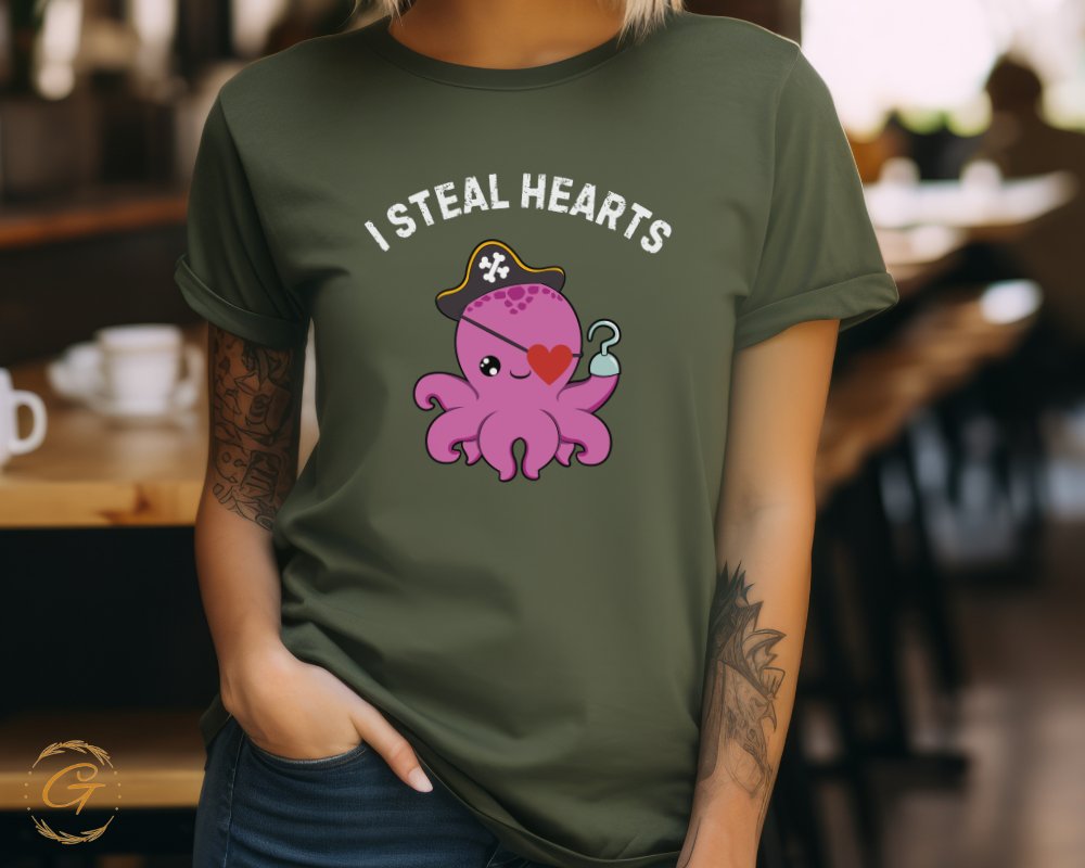 I Steal Hearts Pirate Octopus Graphic Tee product