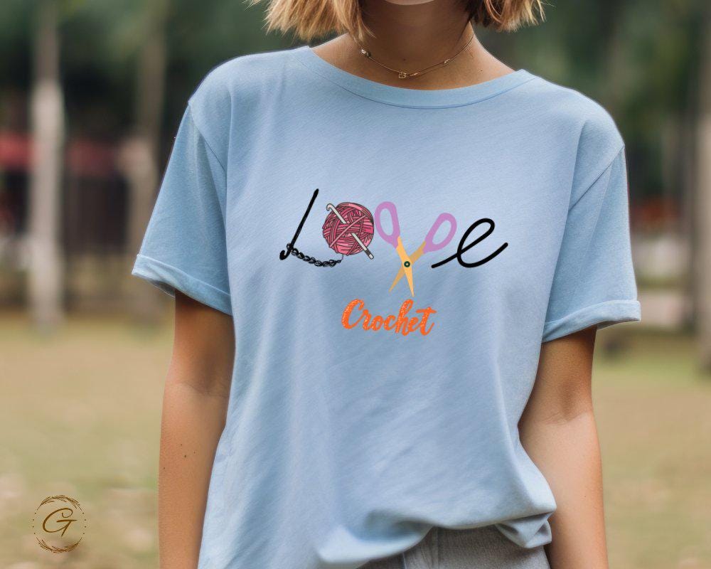 Hobby Shirt 'Love Crochet Tee, Yarn Scissors Design Tee