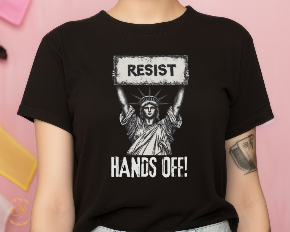 Resist Hands Off Statue of Liberty themed clothing product