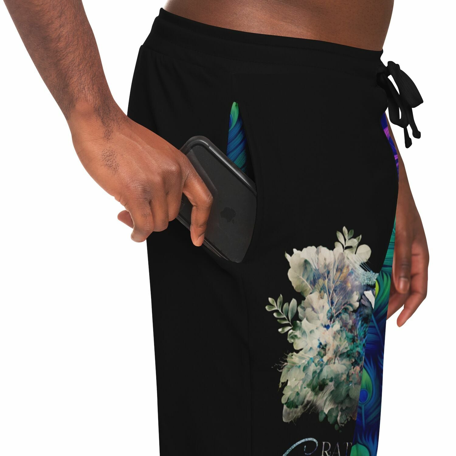 Peacock Feather Joggers – Vibrant Artistic Sweatpants