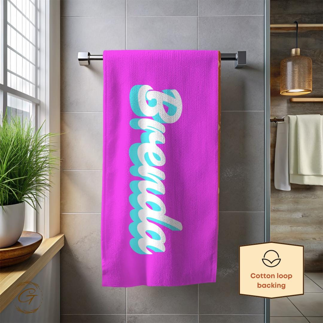 Summer Pink Beach Towel with Custom Name
