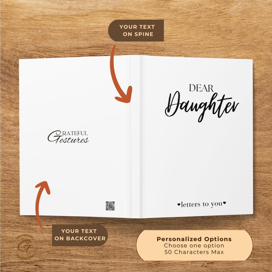 Dear Daughter Journal Design, Letters to You Notebook, Grateful Gestures Diary, Personalized Gift for Daughter, Sentimental Keepsake Journal