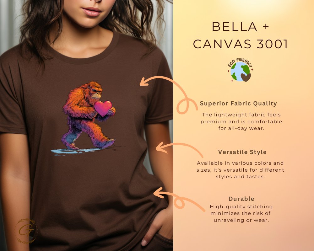 Bigfoot Carrying Heart Graphic T-shirt product