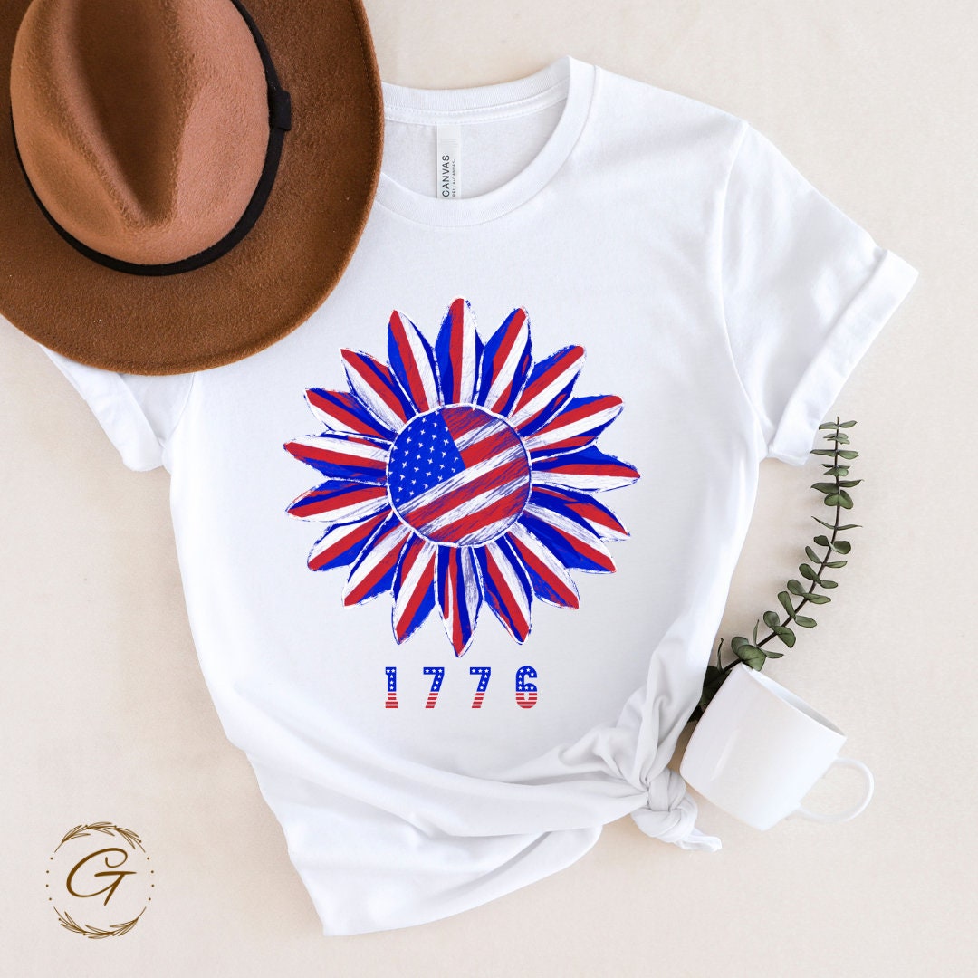 Juneteenth T-Shirt 1776 Flower American Flag Tee