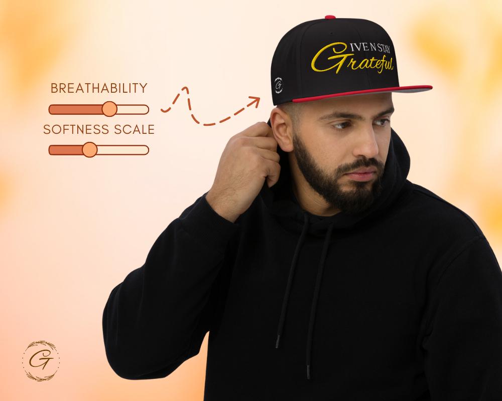 Give N Stay Grateful Snapback Hat, Embroidered Adjustable Cap