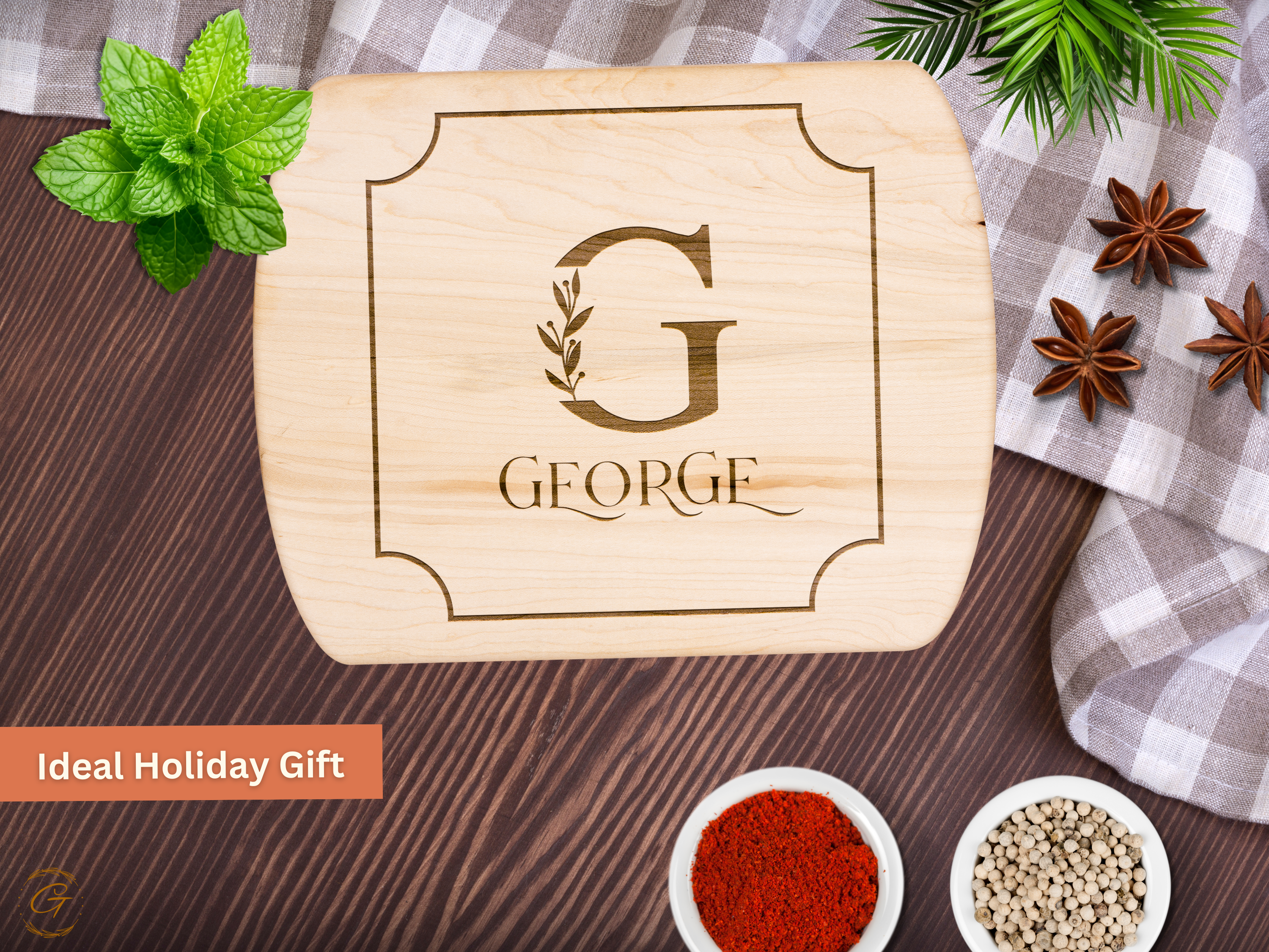 Personalized Hardwood Oval Cutting Board with Custom Name