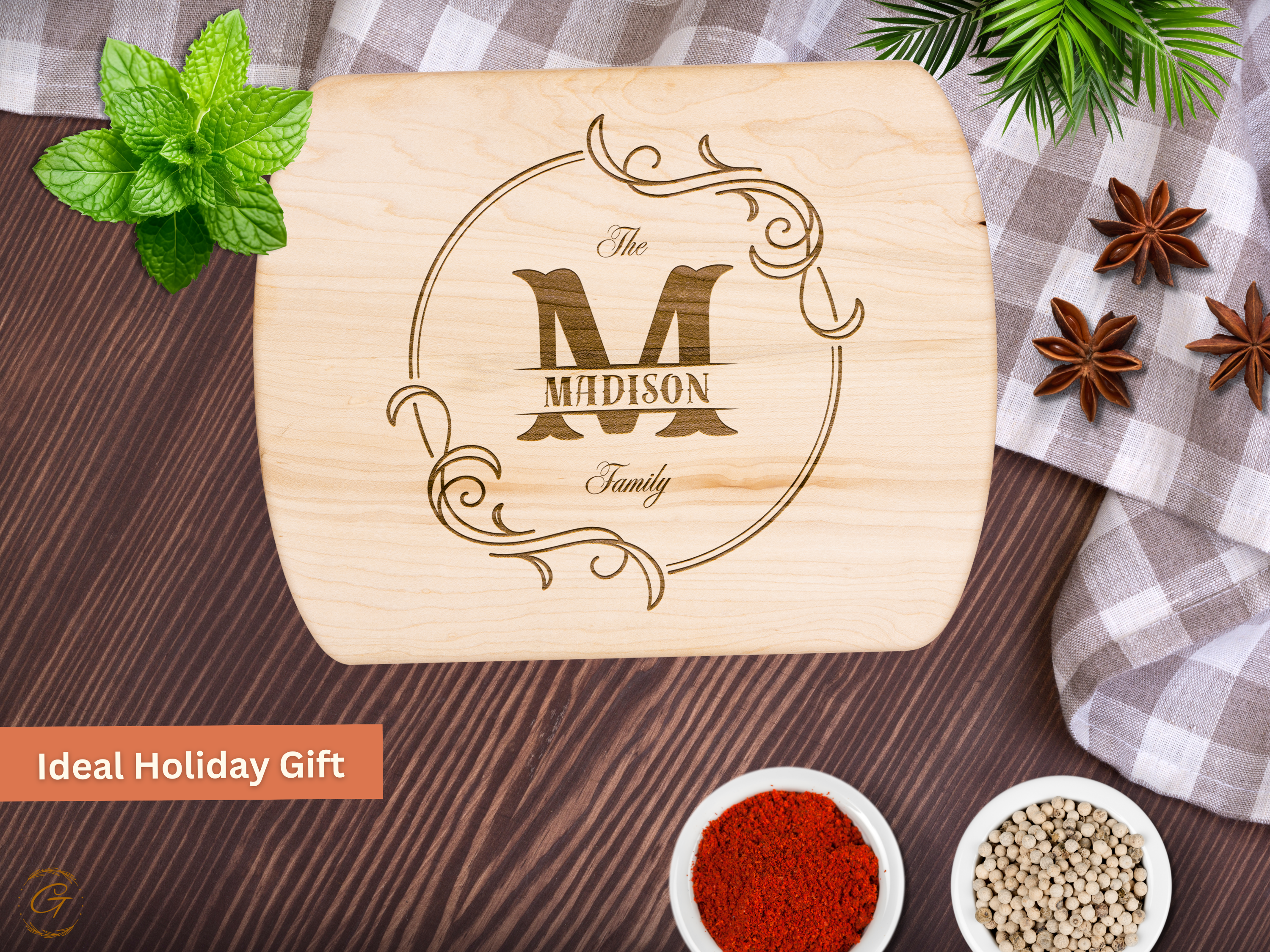 Personalize Family Name Hardwood Oval Cutting Board