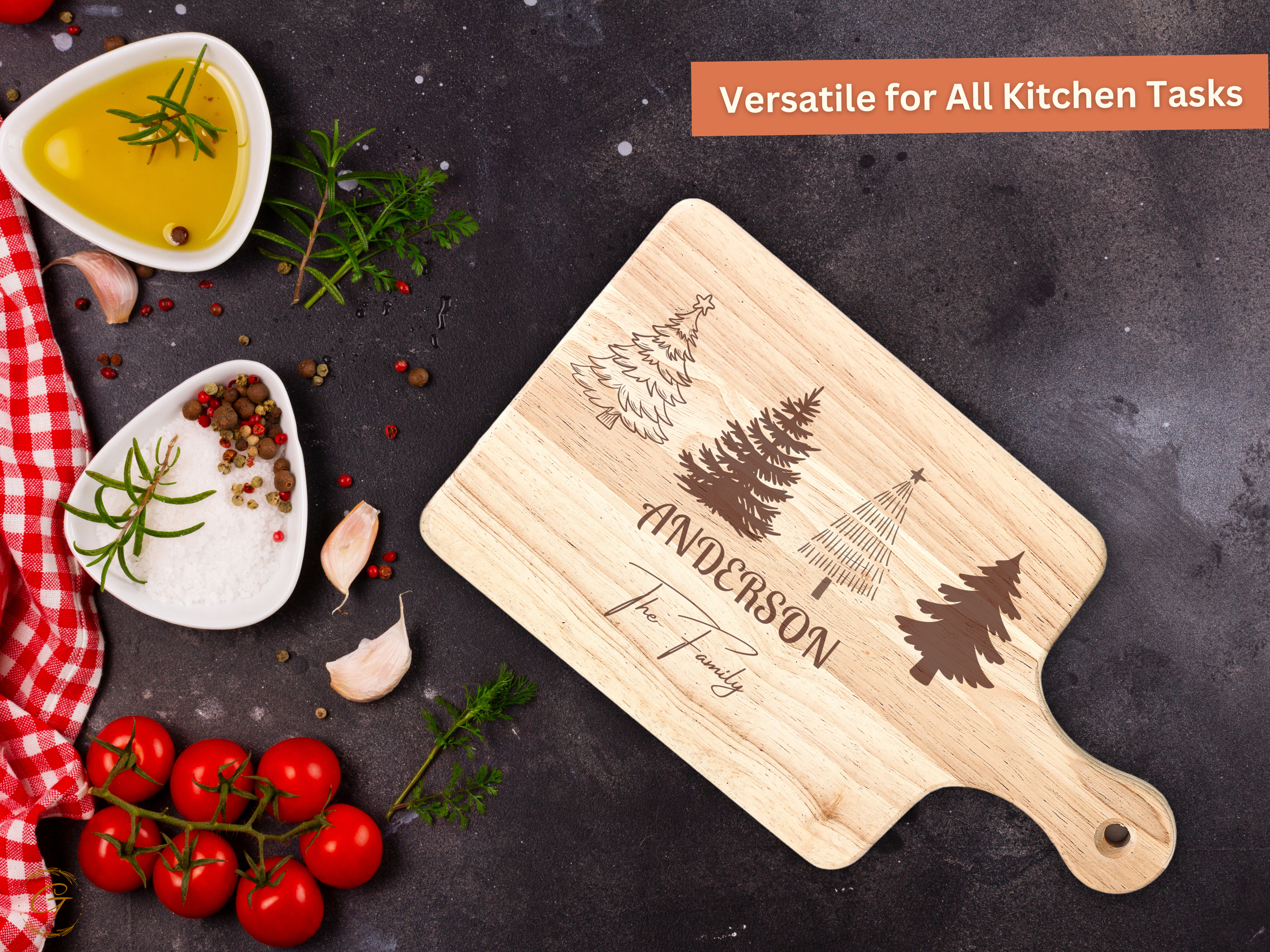 Personalized Christmas Tree Cutting Board with Family Names